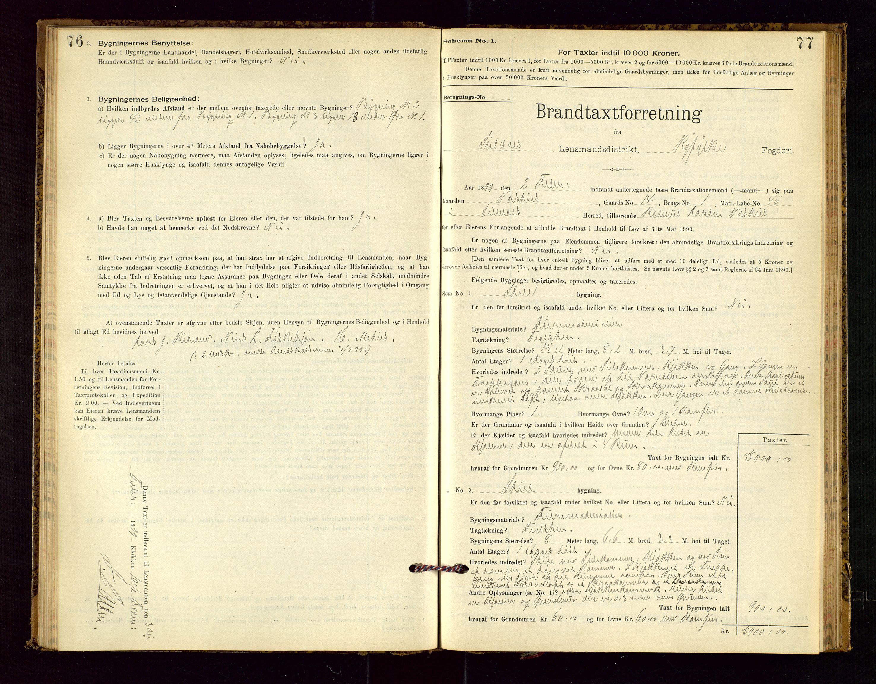 Suldal lensmannskontor, AV/SAST-A-100419/Gob/L0001: "Brandtaxationsprotokol", 1894-1923, s. 76-77