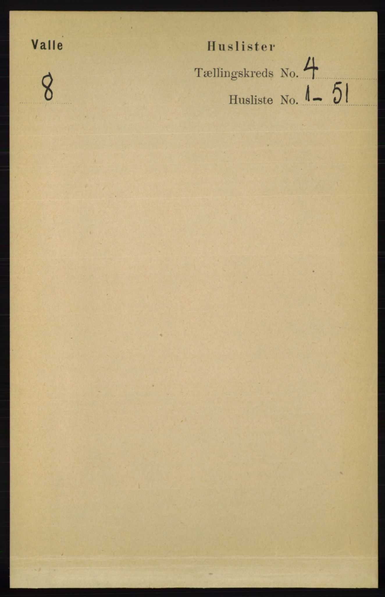RA, Folketelling 1891 for 0940 Valle herred, 1891, s. 951