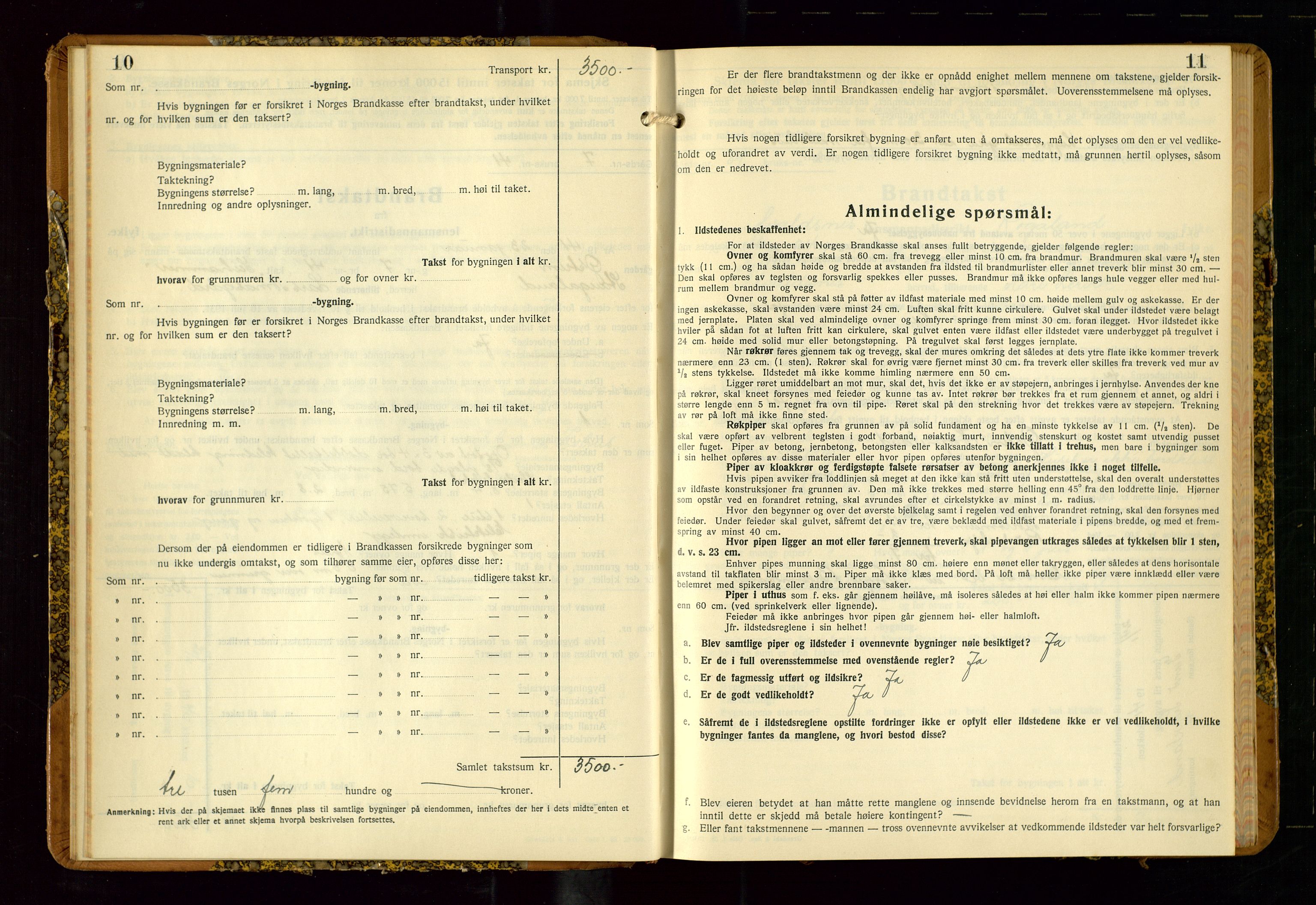 Avaldsnes lensmannskontor, SAST/A-100286/Gob/L0002: "Branntakstprotokoll for Avaldsnes lensmannsdistrikt Rogaland fylke", 1940-1950, s. 10-11