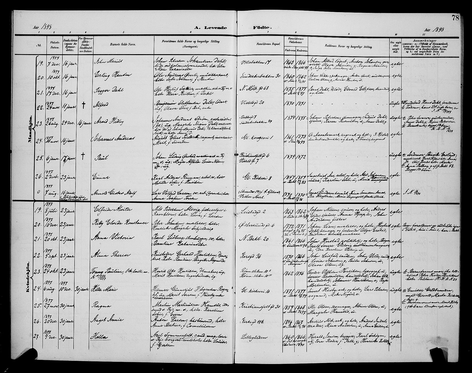 Ministerialprotokoller, klokkerbøker og fødselsregistre - Sør-Trøndelag, SAT/A-1456/604/L0225: Klokkerbok nr. 604C08, 1895-1899, s. 78