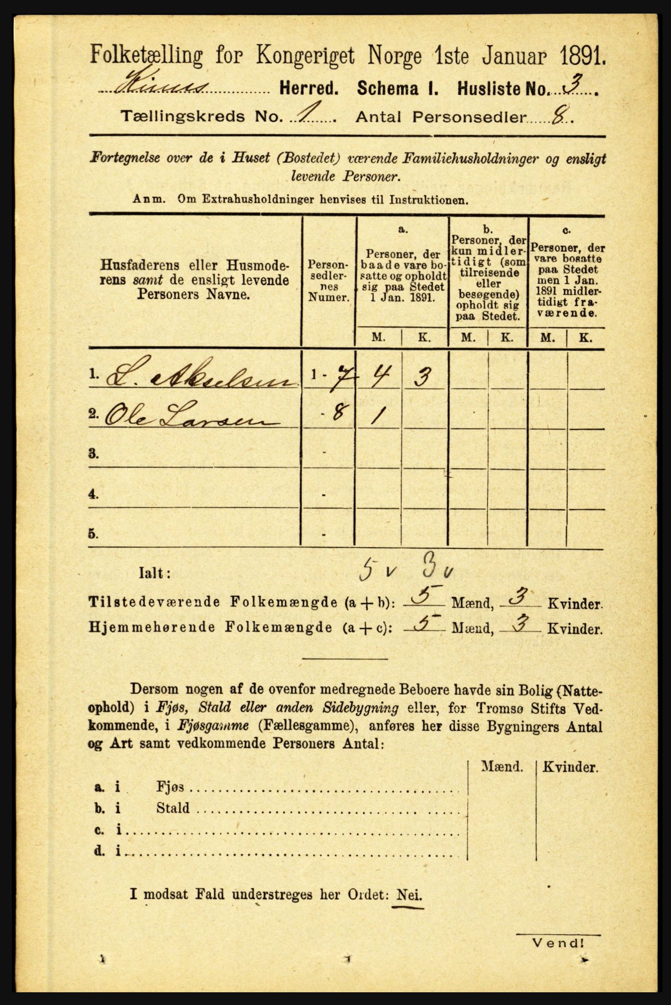 RA, Folketelling 1891 for 1437 Kinn herred, 1891, s. 41