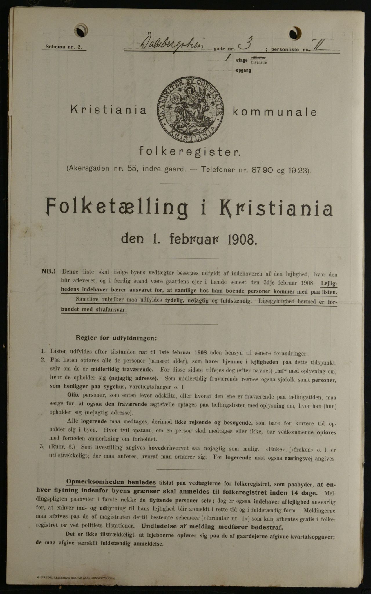 OBA, Kommunal folketelling 1.2.1908 for Kristiania kjøpstad, 1908, s. 13142