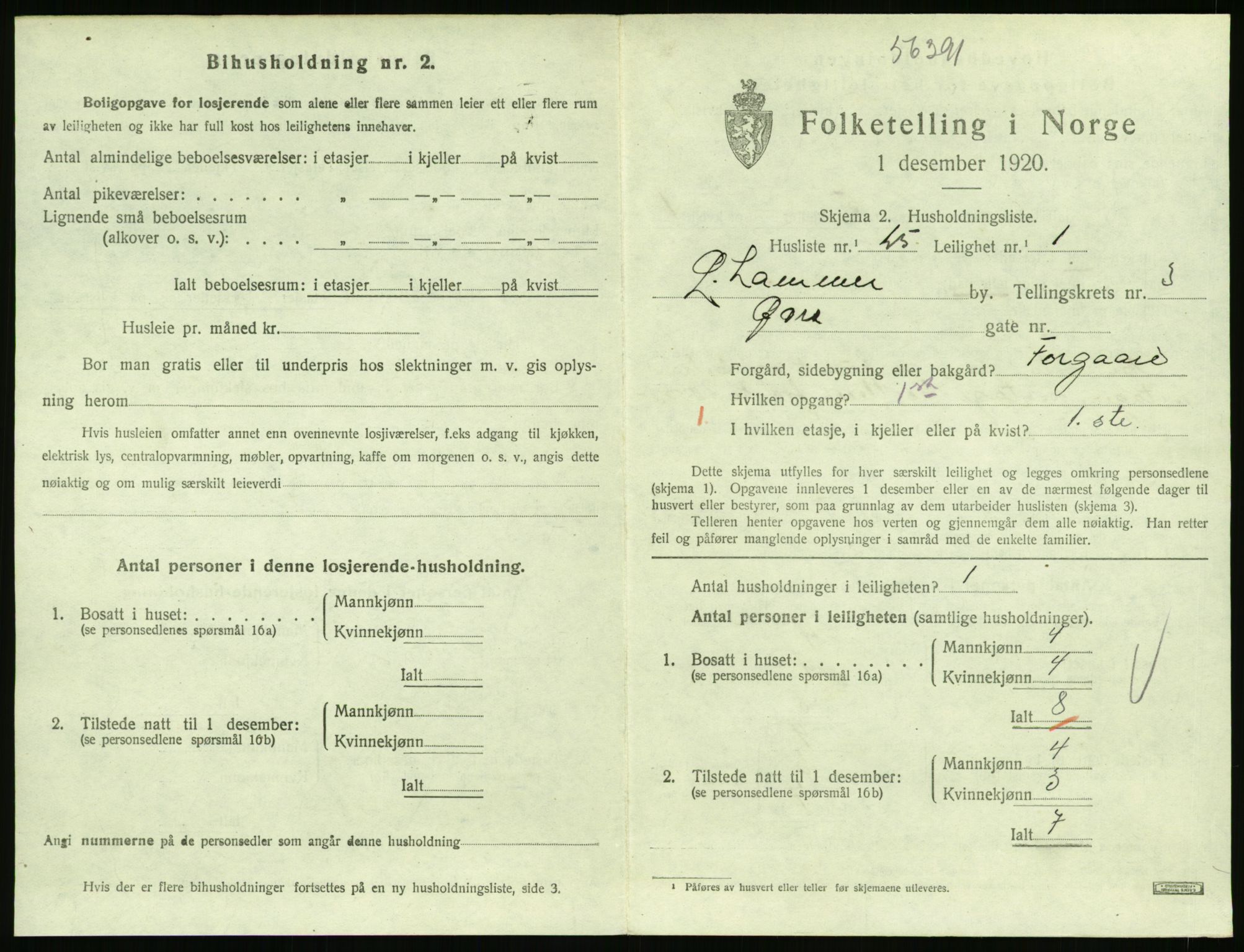 SAH, Folketelling 1920 for 0501 Lillehammer kjøpstad, 1920, s. 1844