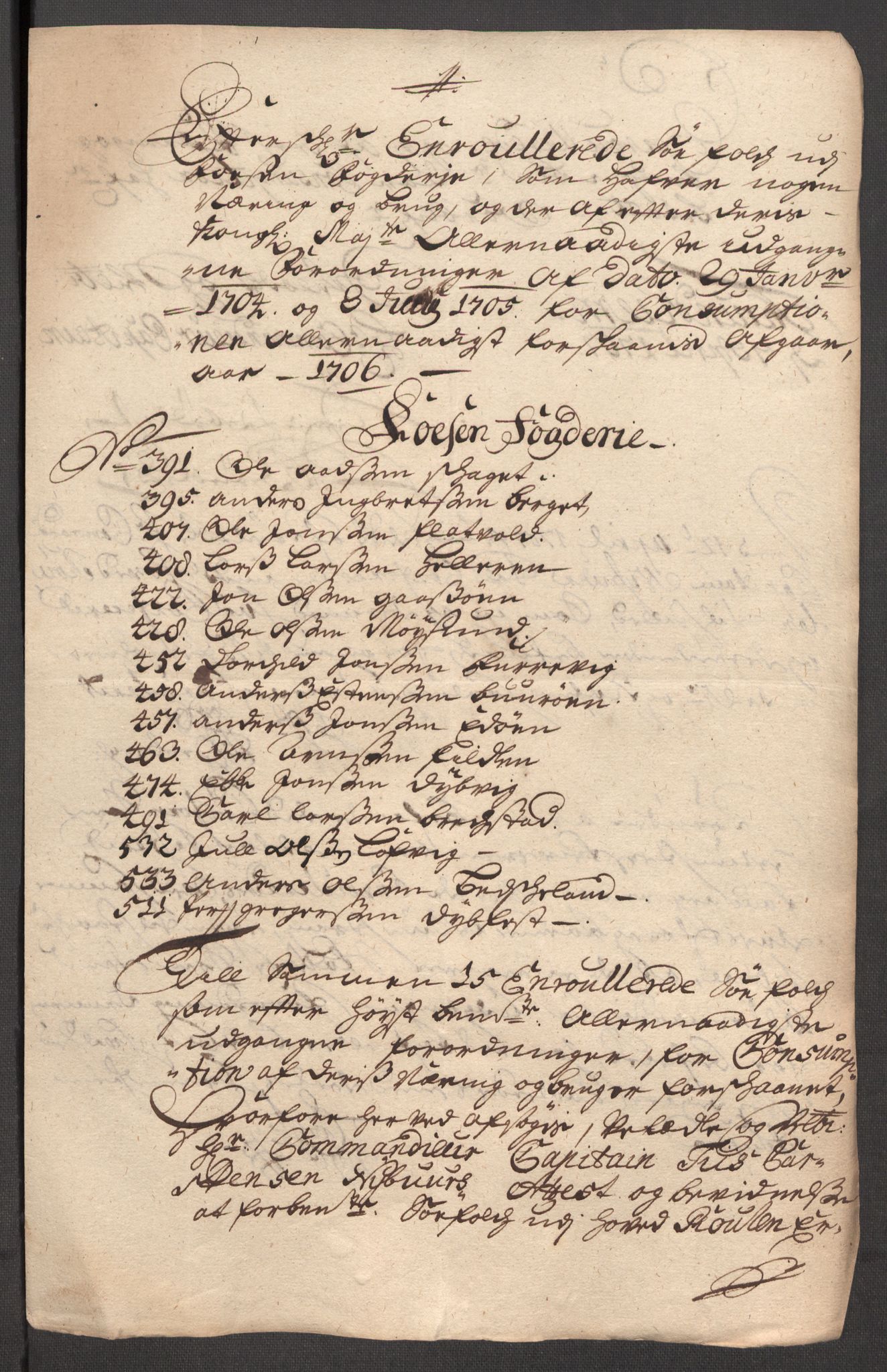Rentekammeret inntil 1814, Reviderte regnskaper, Fogderegnskap, RA/EA-4092/R57/L3857: Fogderegnskap Fosen, 1706-1707, s. 157