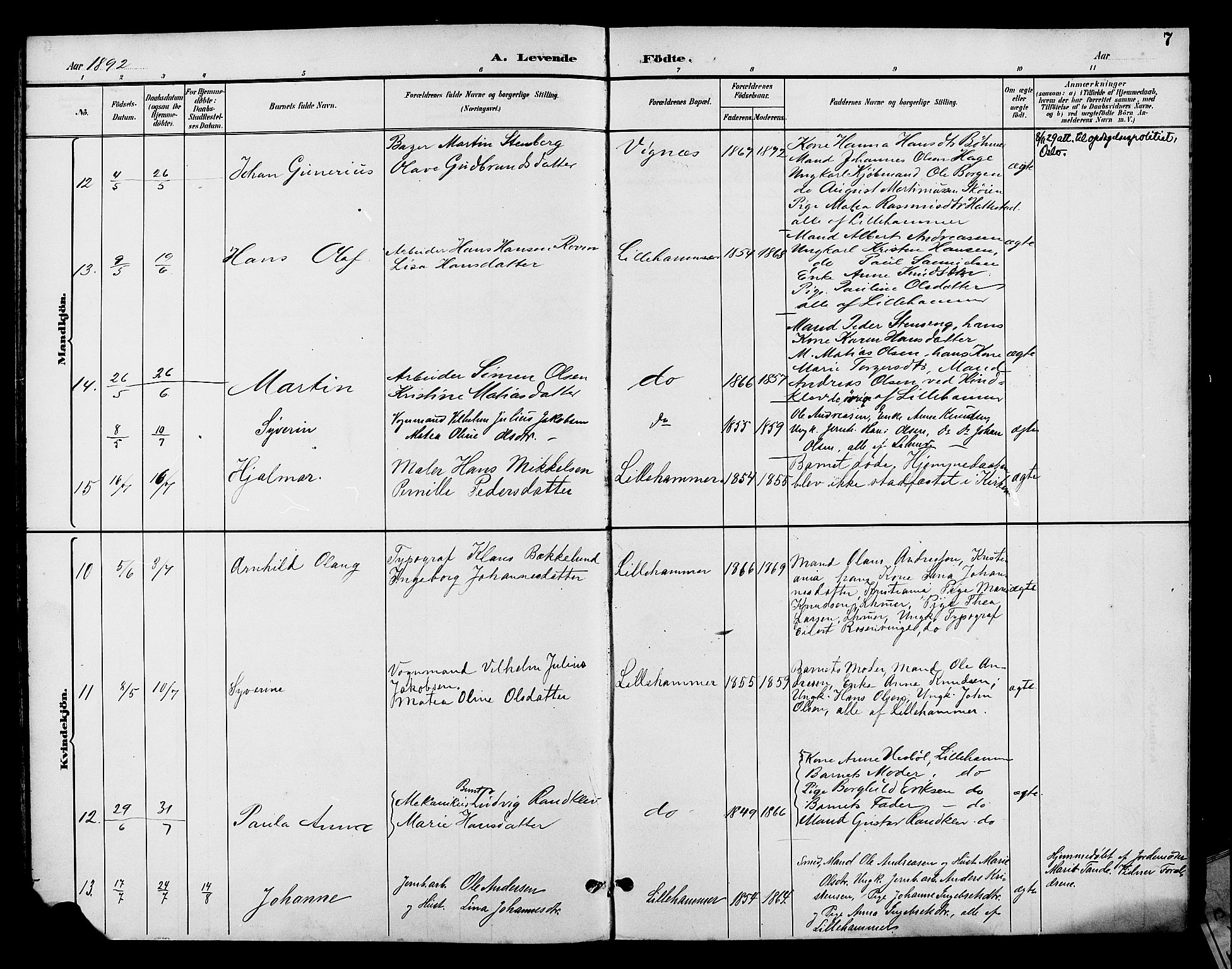 Fåberg prestekontor, AV/SAH-PREST-086/H/Ha/Hab/L0008: Klokkerbok nr. 8, 1891-1900, s. 7