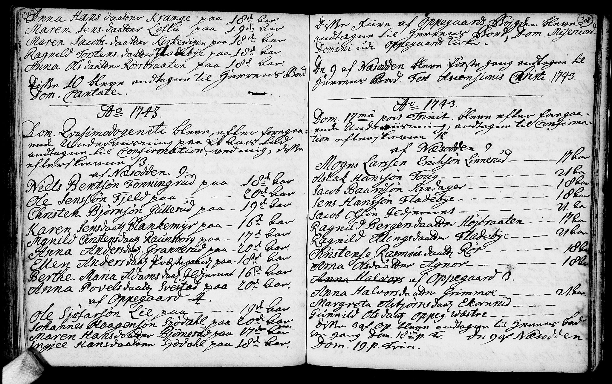 Nesodden prestekontor Kirkebøker, AV/SAO-A-10013/F/Fa/L0001: Ministerialbok nr. I 1, 1709-1750, s. 307-308