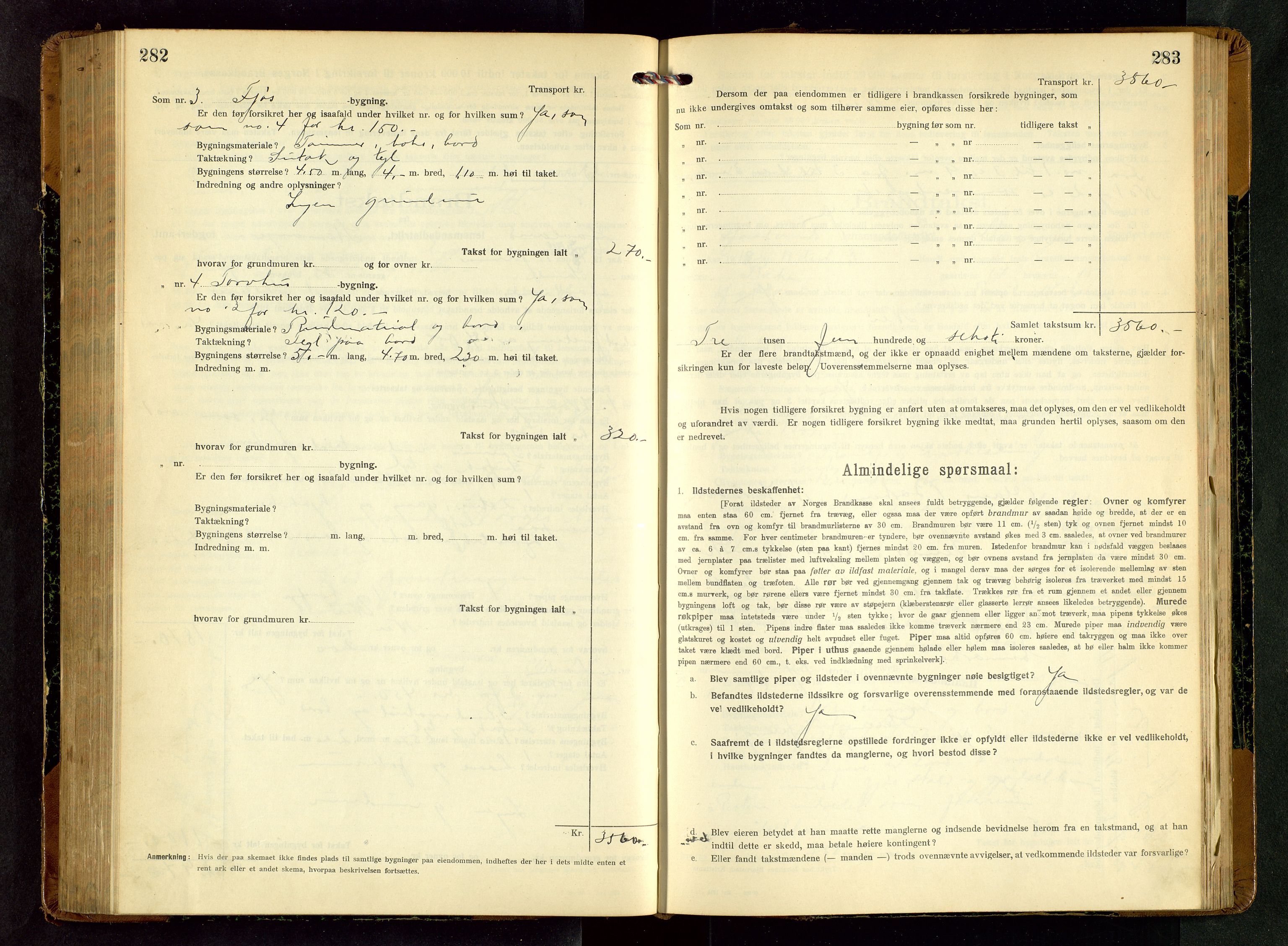 Håland lensmannskontor, AV/SAST-A-100100/Gob/L0006: Branntakstprotokoll - skjematakst. Register i boken., 1917-1920, s. 282-283