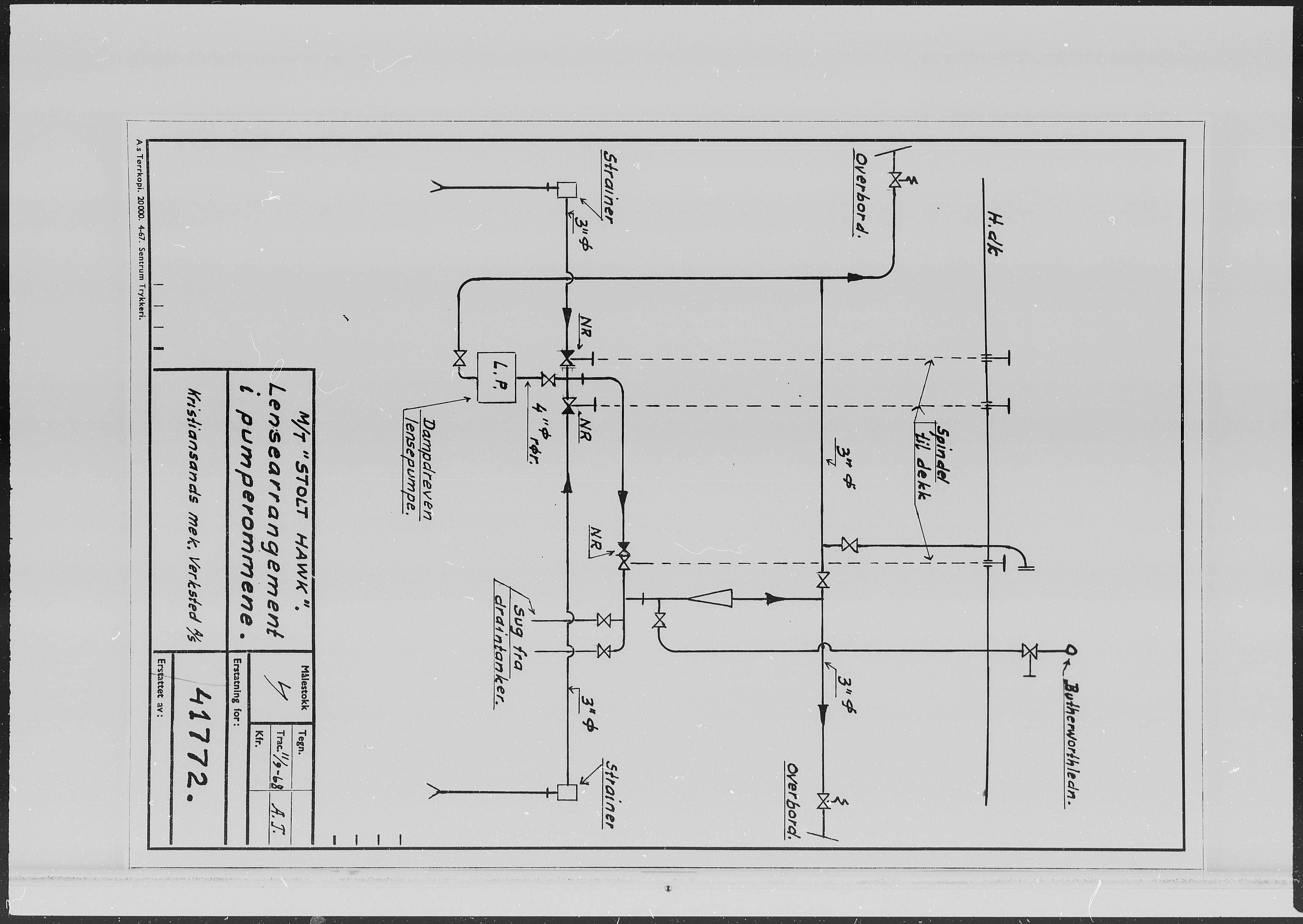 Kristiansand Mekaniske Verksted, SAK/D/0612/G/Ga/L0006/0002: Reprofoto av tegninger m.m. / 36 mm mikrofilmruller, reprofoto av skipstegninger, byggenr. 134-212, s. 6