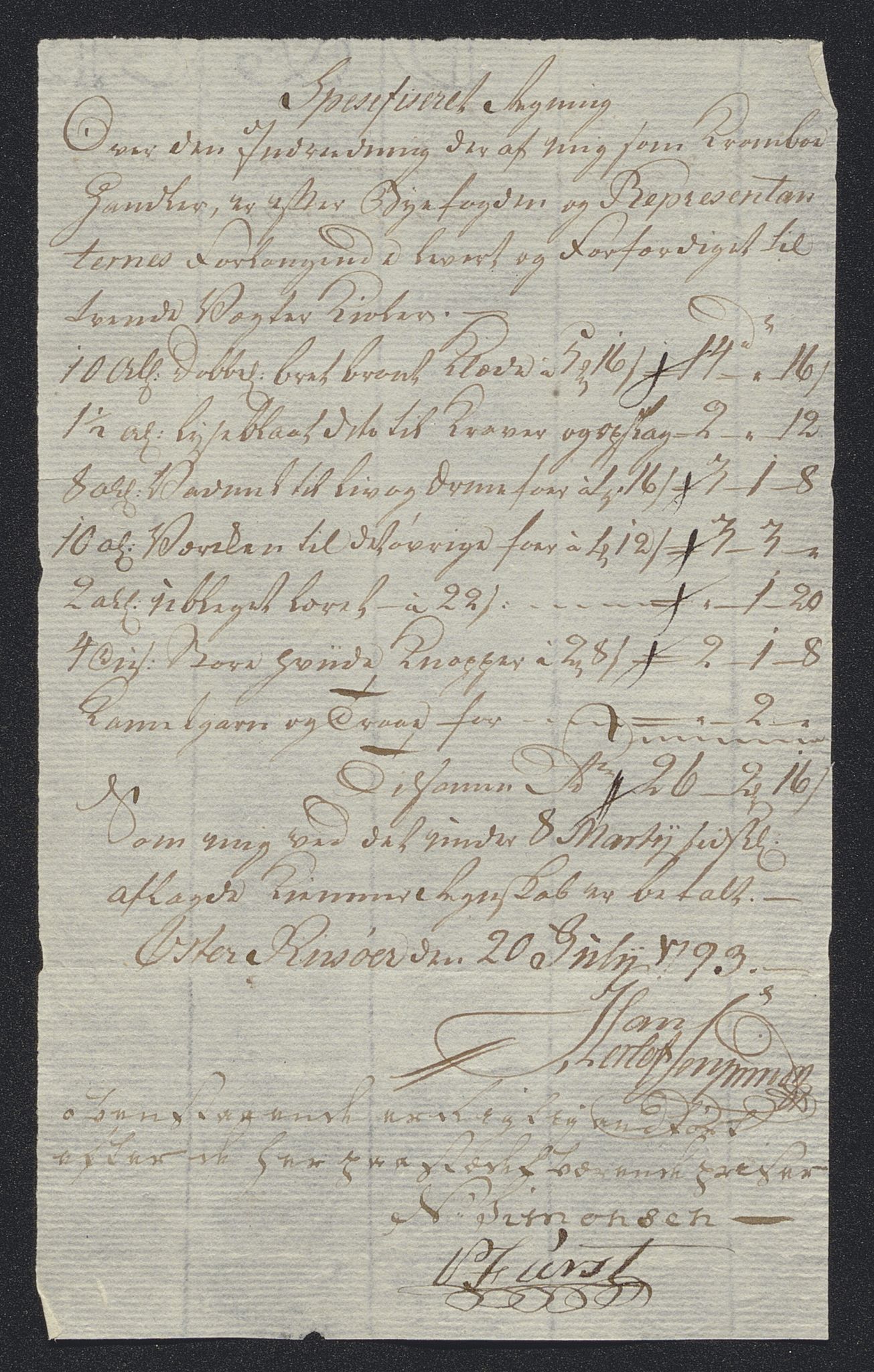 Danske Kanselli 1800-1814, AV/RA-EA-3024/K/Kk/Kka/Kkac/L0234: Kjøpstadregnskap Øster Risør, 1791-1795, s. 223