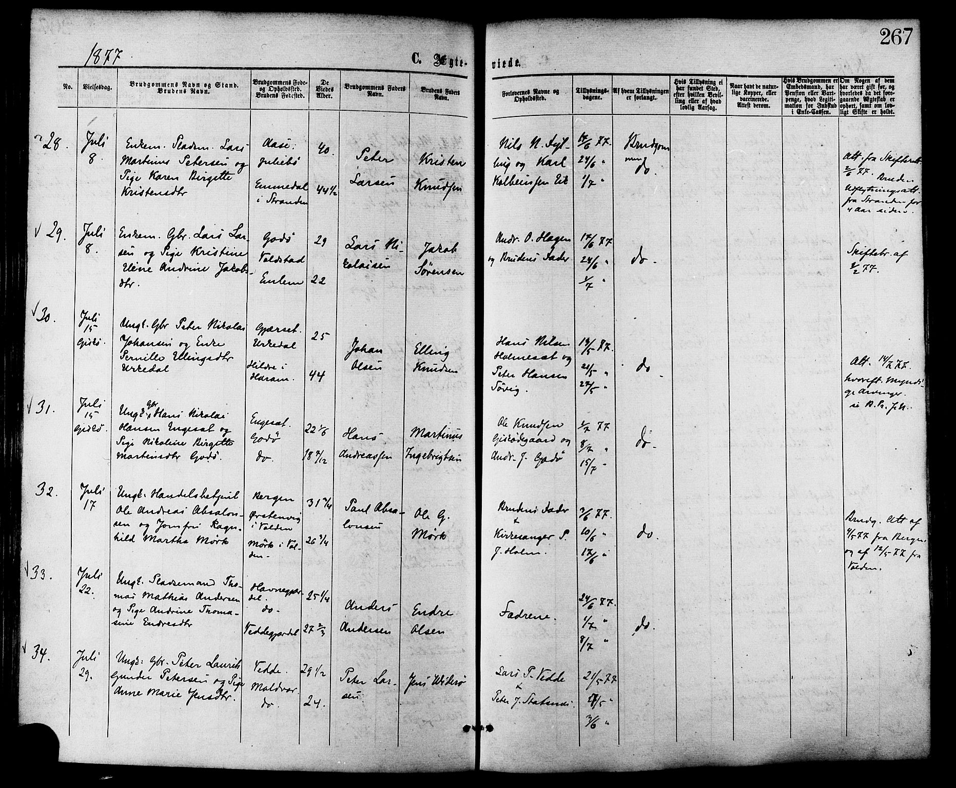 Ministerialprotokoller, klokkerbøker og fødselsregistre - Møre og Romsdal, AV/SAT-A-1454/528/L0399: Ministerialbok nr. 528A10, 1864-1879, s. 267