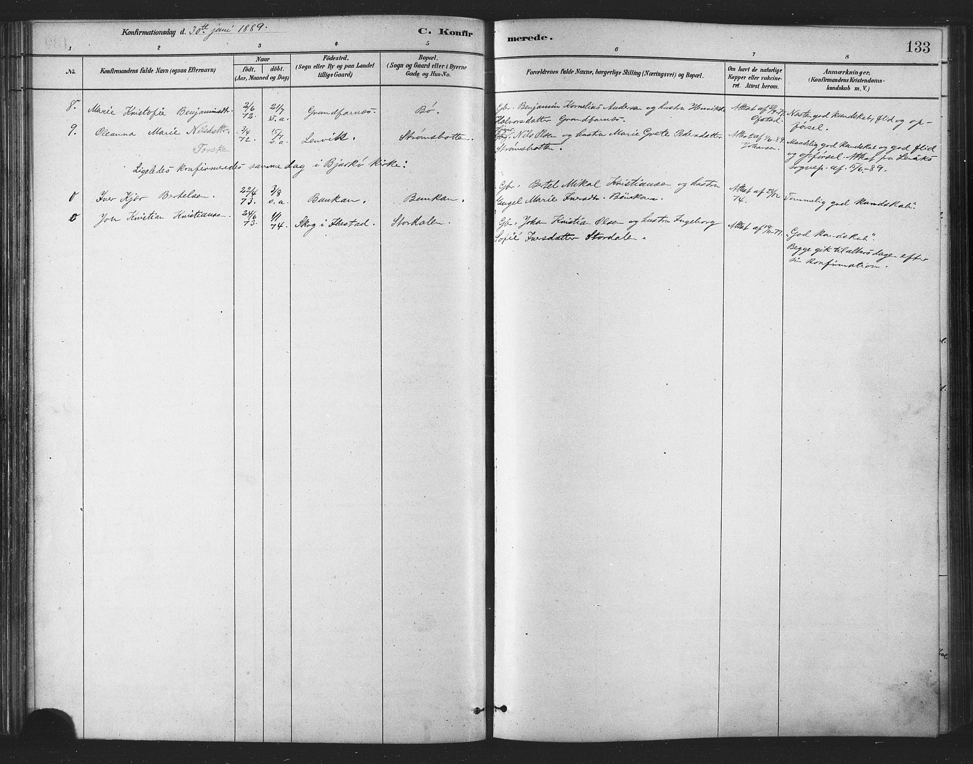 Berg sokneprestkontor, SATØ/S-1318/G/Ga/Gaa/L0004kirke: Ministerialbok nr. 4, 1880-1894, s. 133