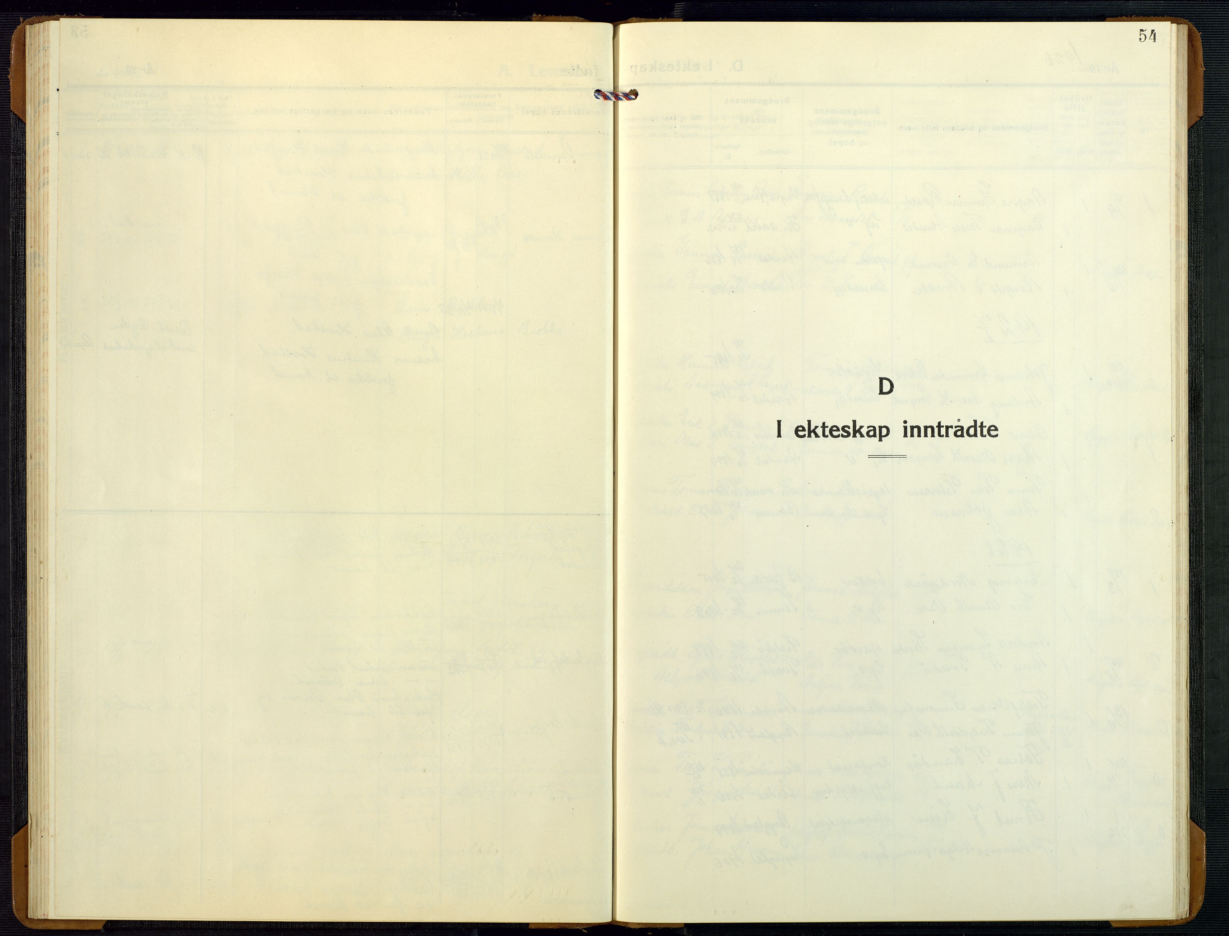 Bygland sokneprestkontor, SAK/1111-0006/F/Fb/Fbd/L0004: Klokkerbok nr. B 4, 1926-1971, s. 54