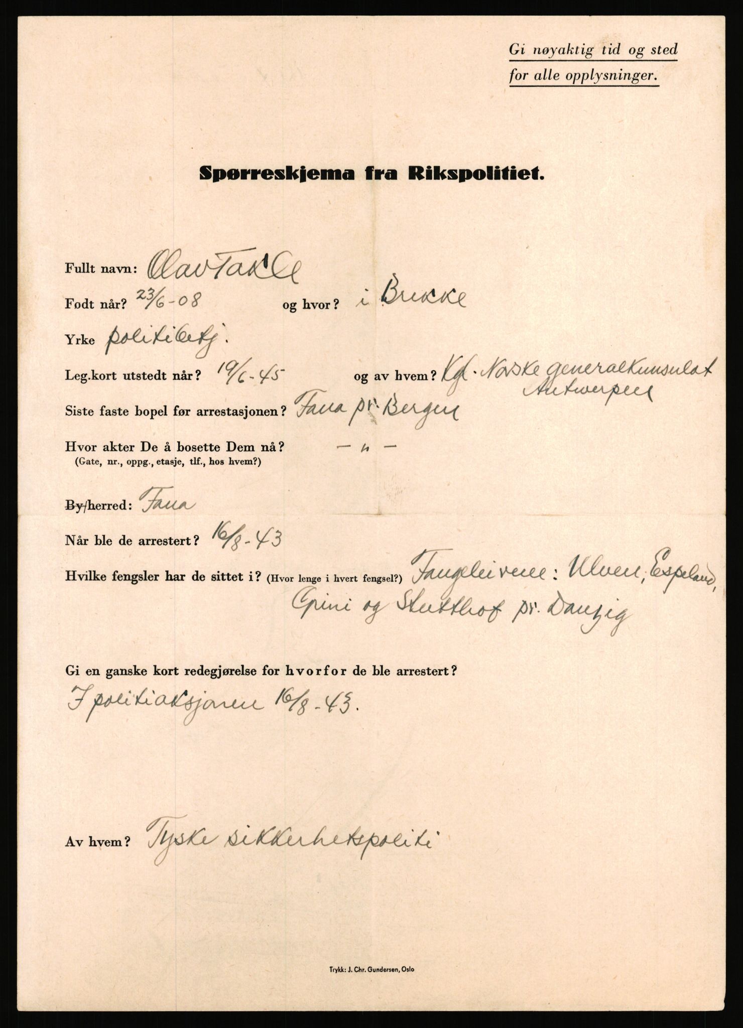 Rikspolitisjefen, AV/RA-S-1560/L/L0016: Sti, Lauritz - Tettum, Karl August, 1940-1945, s. 919