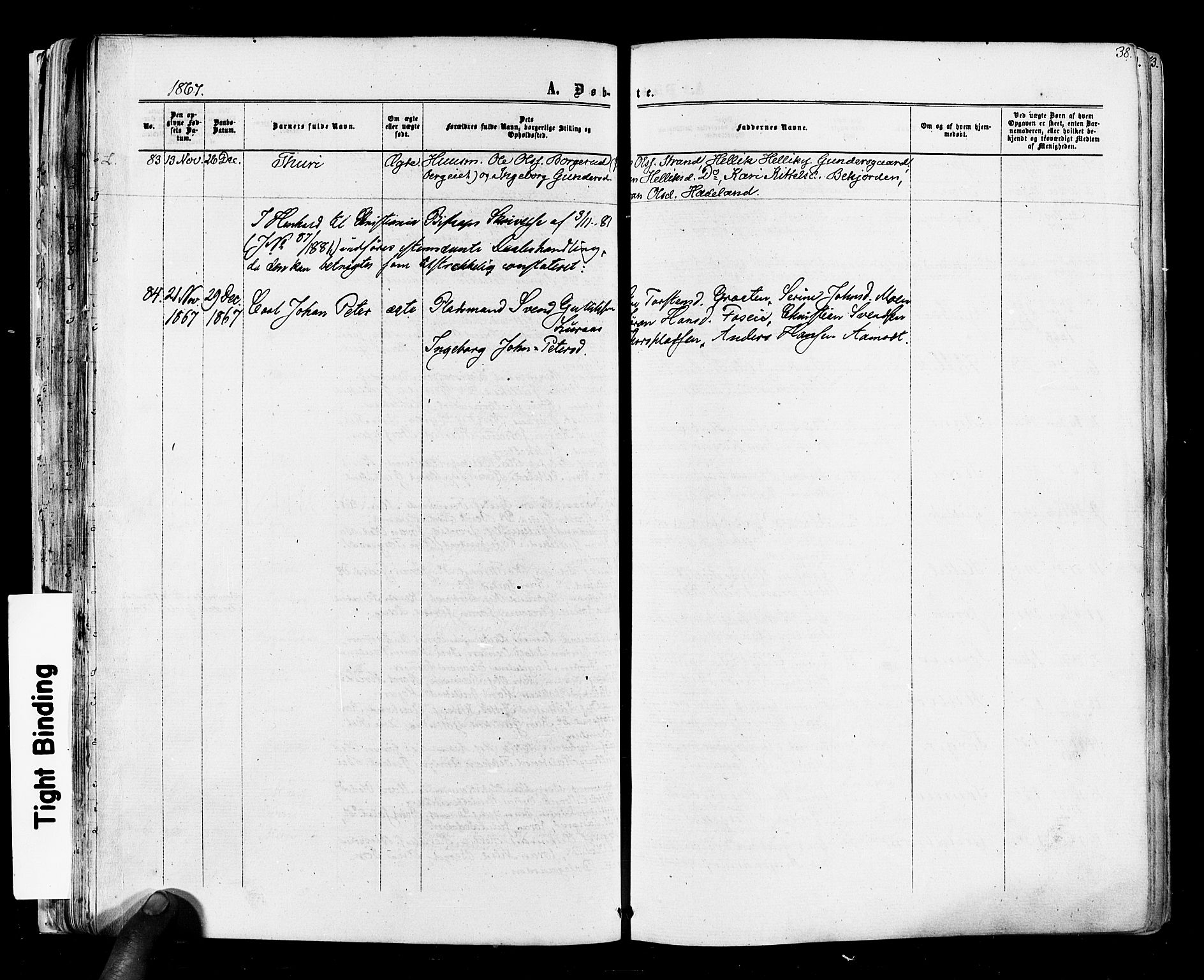 Flesberg kirkebøker, AV/SAKO-A-18/F/Fa/L0007: Ministerialbok nr. I 7, 1861-1878, s. 38