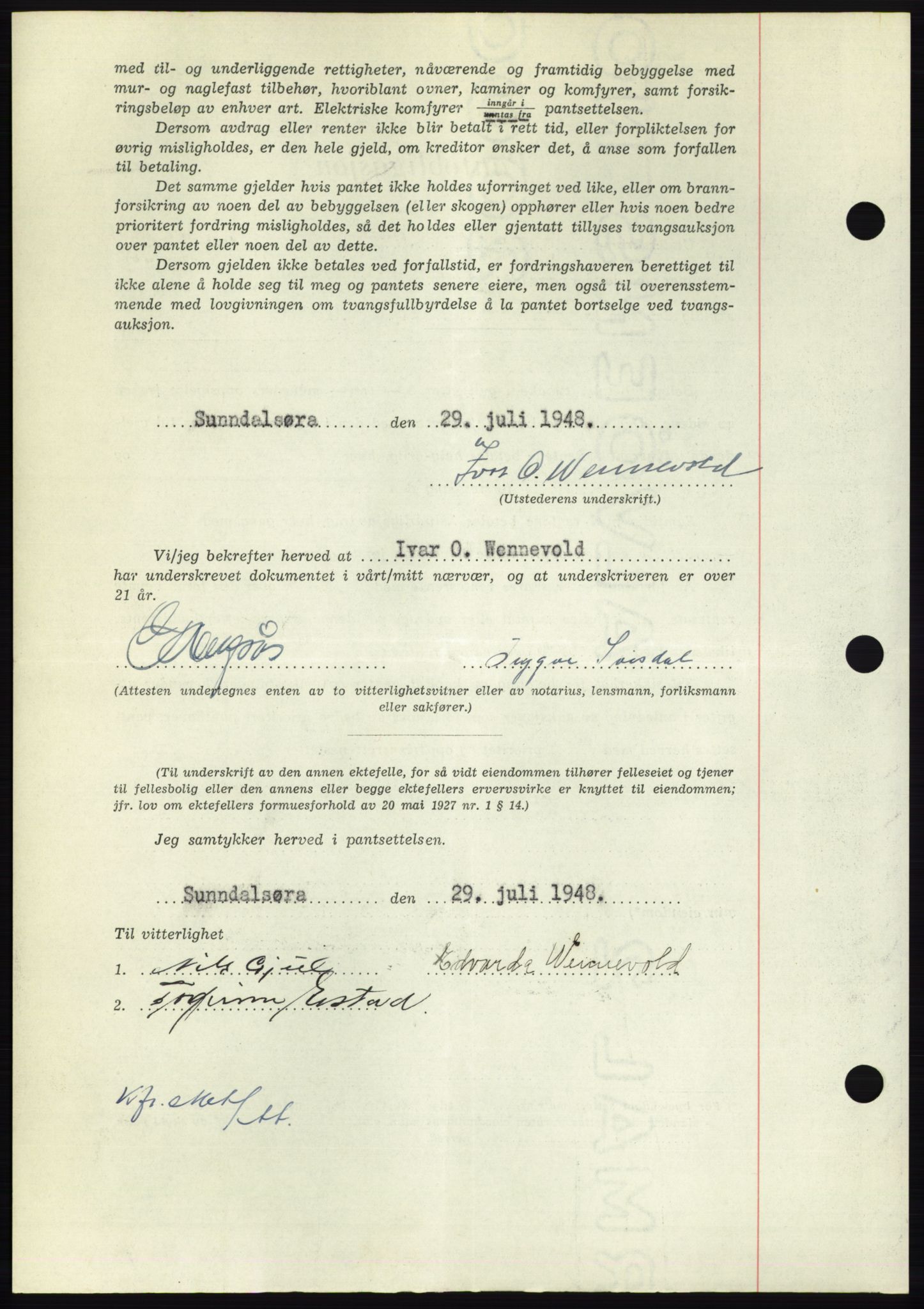 Nordmøre sorenskriveri, AV/SAT-A-4132/1/2/2Ca: Pantebok nr. B99, 1948-1948, Dagboknr: 2456/1948