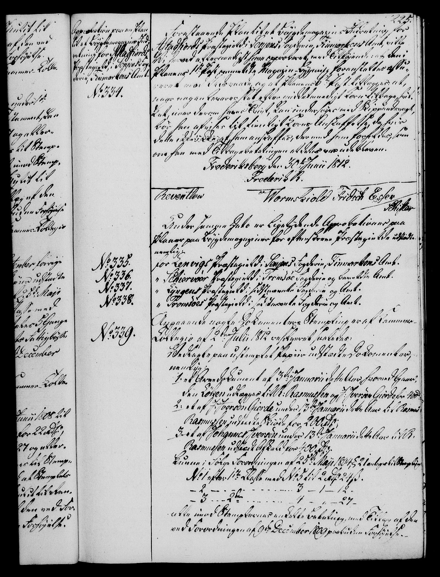 Rentekammeret, Kammerkanselliet, AV/RA-EA-3111/G/Gg/Gga/L0020: Norsk ekspedisjonsprotokoll med register (merket RK 53.20), 1811-1814, s. 225