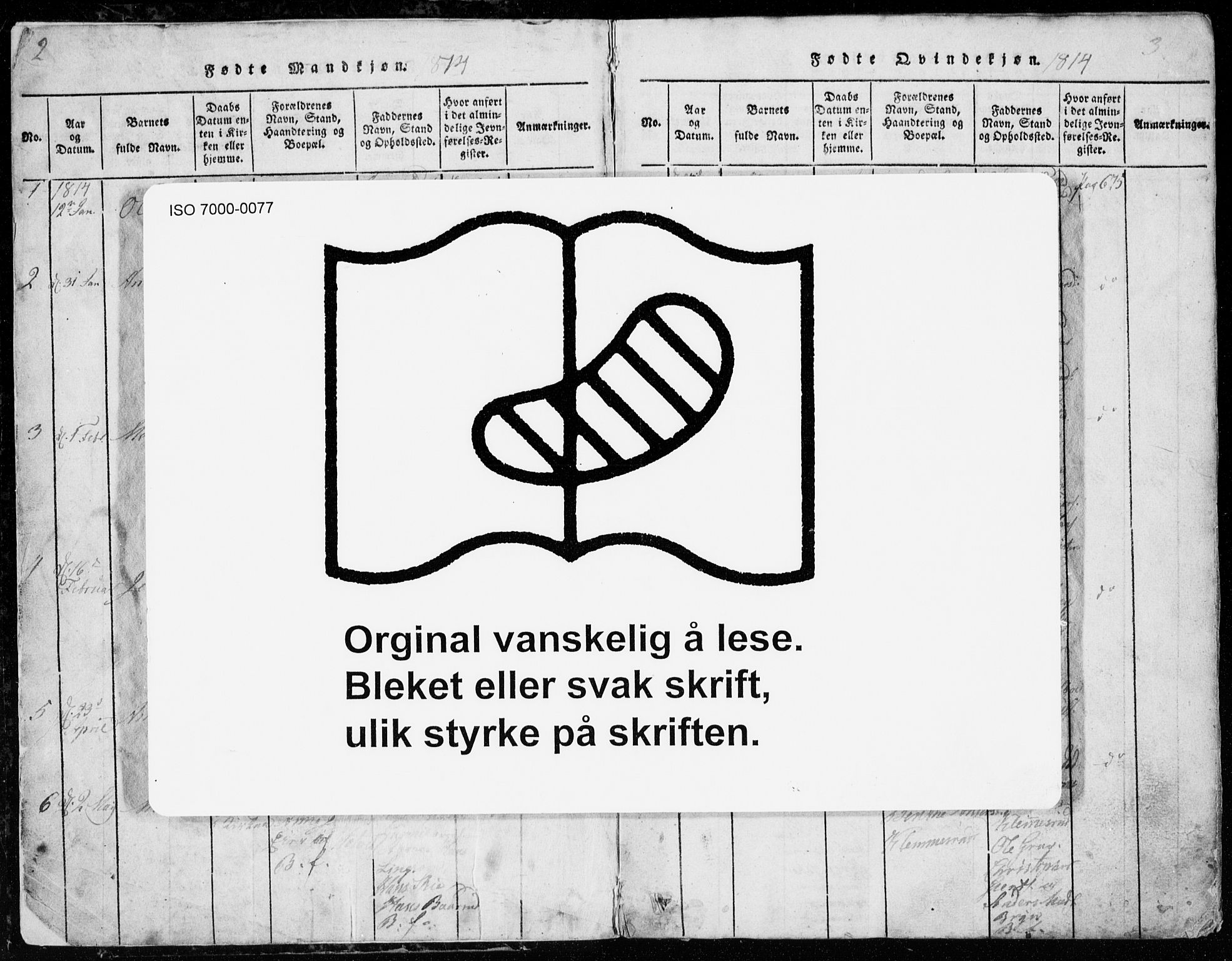 Røyken kirkebøker, AV/SAKO-A-241/G/Ga/L0003: Klokkerbok nr. 3, 1814-1856, s. 2-3