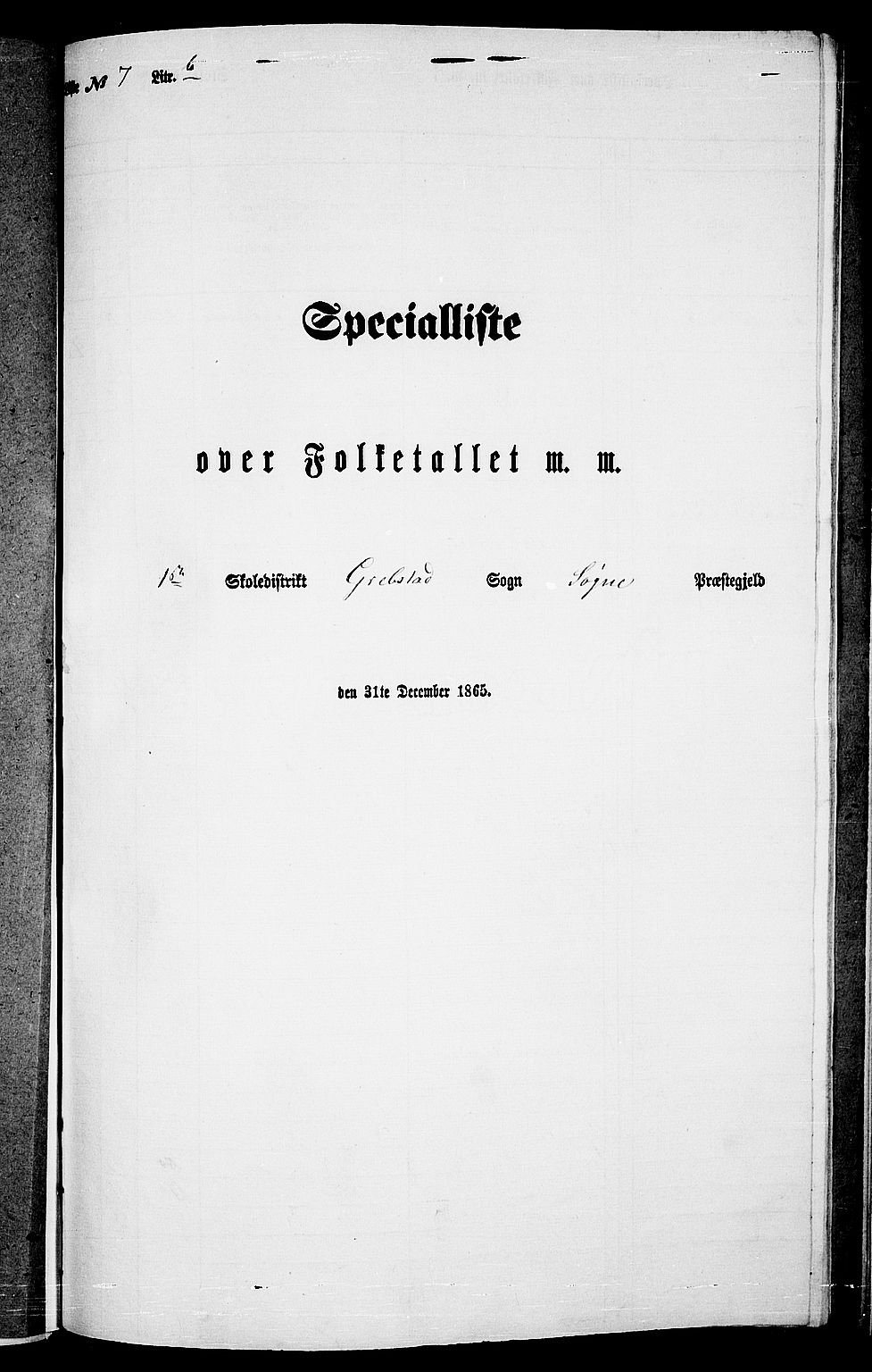 RA, Folketelling 1865 for 1018P Søgne prestegjeld, 1865, s. 137