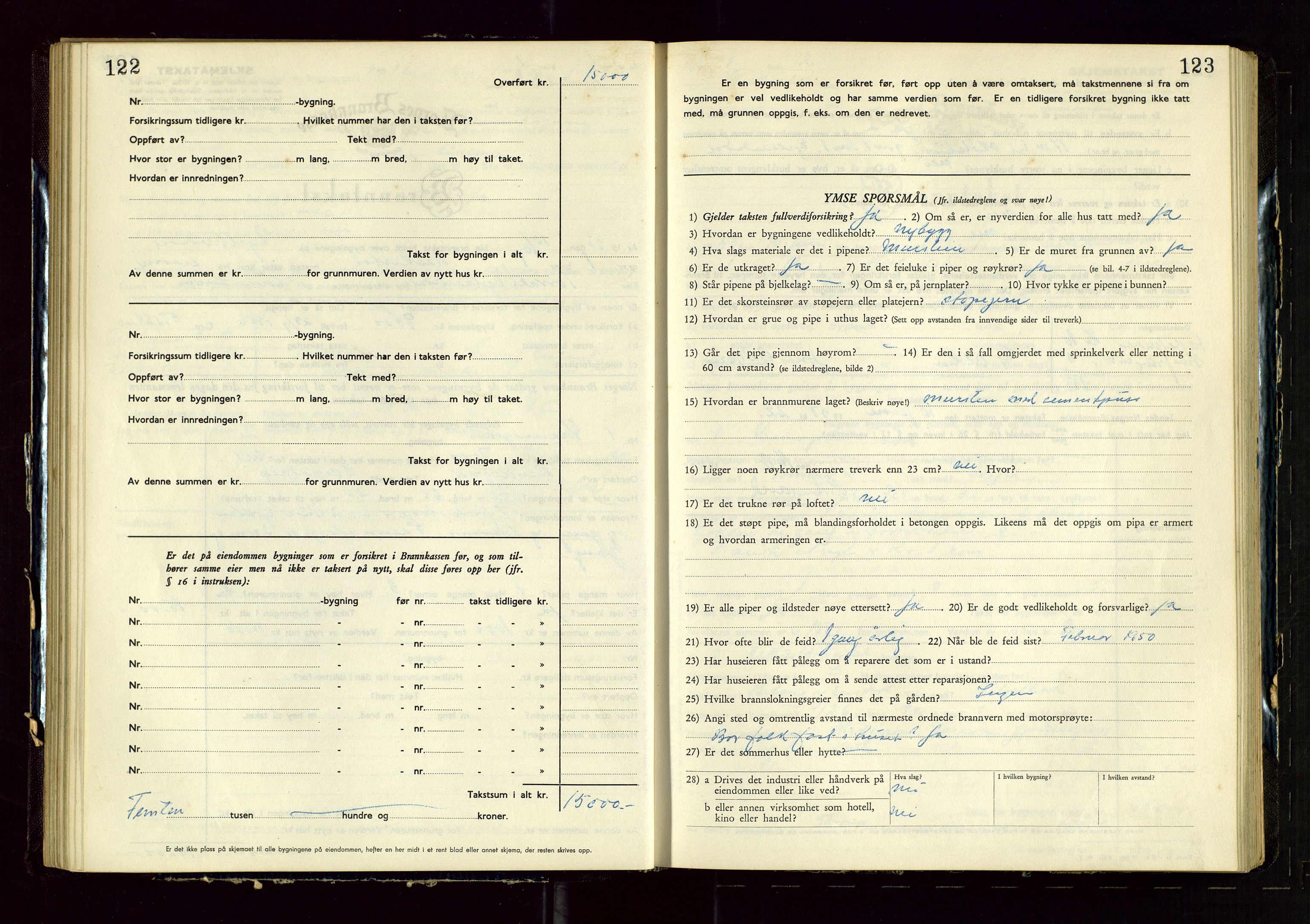 Heskestad lensmannskontor, SAST/A-100304/Gob/L0005: "Brandtakstprotokoll", 1946-1955, s. 122-123