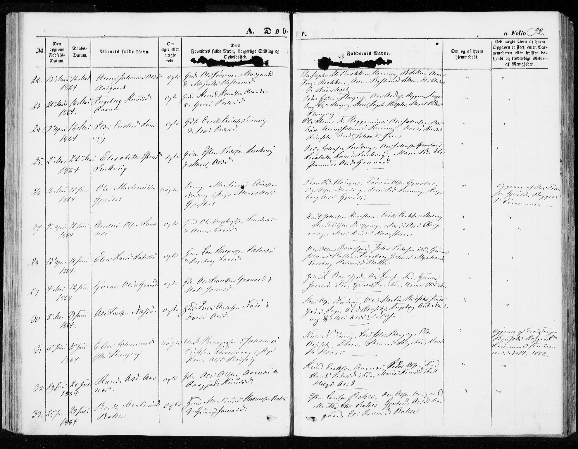 Ministerialprotokoller, klokkerbøker og fødselsregistre - Møre og Romsdal, AV/SAT-A-1454/592/L1026: Ministerialbok nr. 592A04, 1849-1867, s. 92