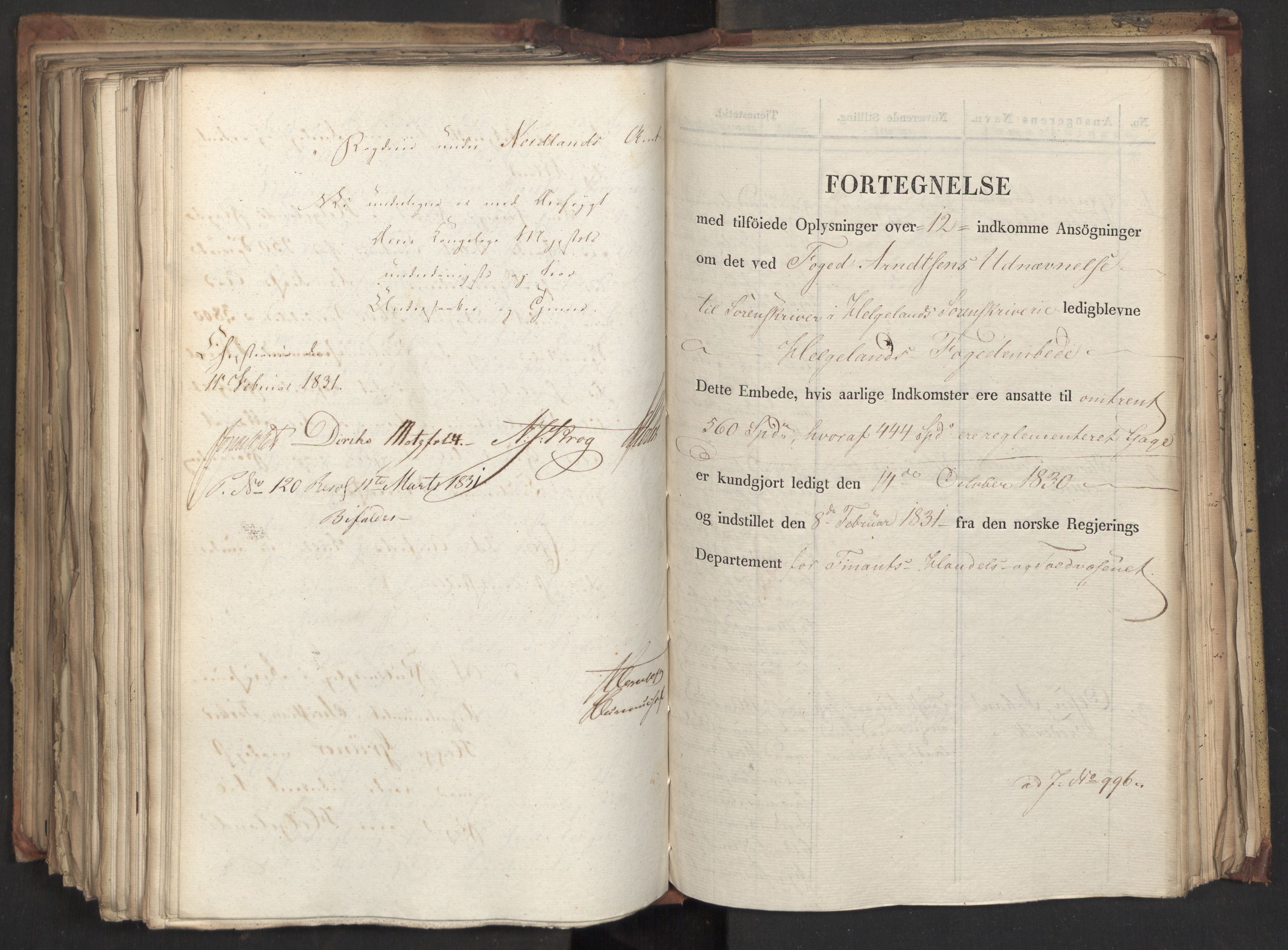 Statsrådsavdelingen i Stockholm, RA/S-1003/D/Da/L0069: Regjeringsinnstillinger nr. 877-1046, 1831, s. 424