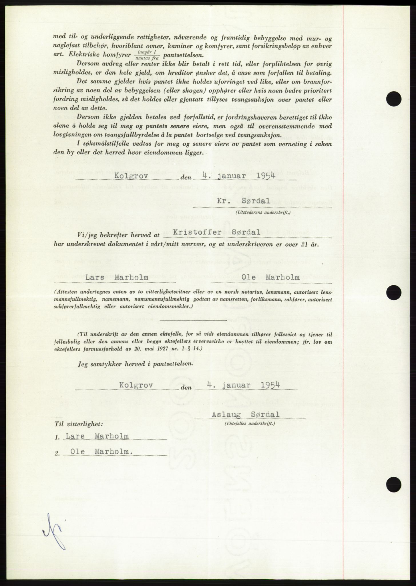 Søre Sunnmøre sorenskriveri, AV/SAT-A-4122/1/2/2C/L0124: Pantebok nr. 12B, 1953-1954, Dagboknr: 112/1954