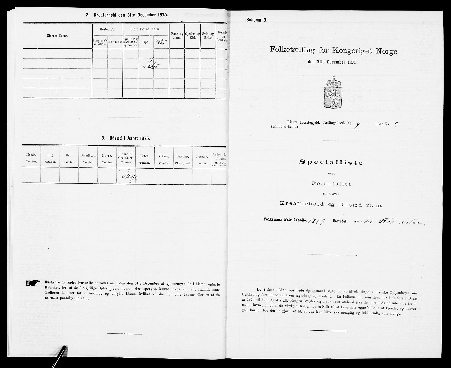 SAK, Folketelling 1875 for 0913L Risør prestegjeld, Søndeled sokn, 1875, s. 613