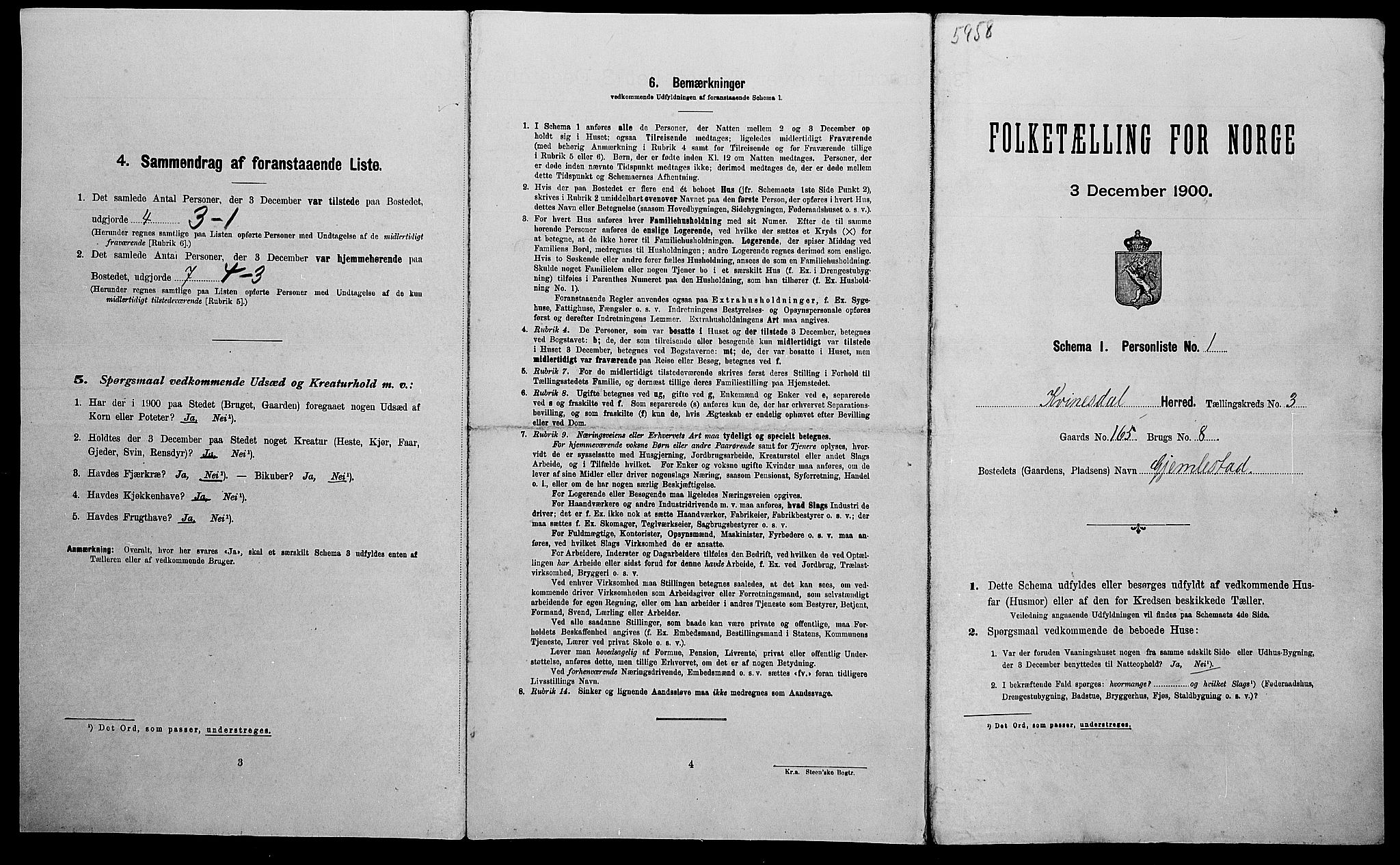 SAK, Folketelling 1900 for 1037 Liknes herred, 1900, s. 465