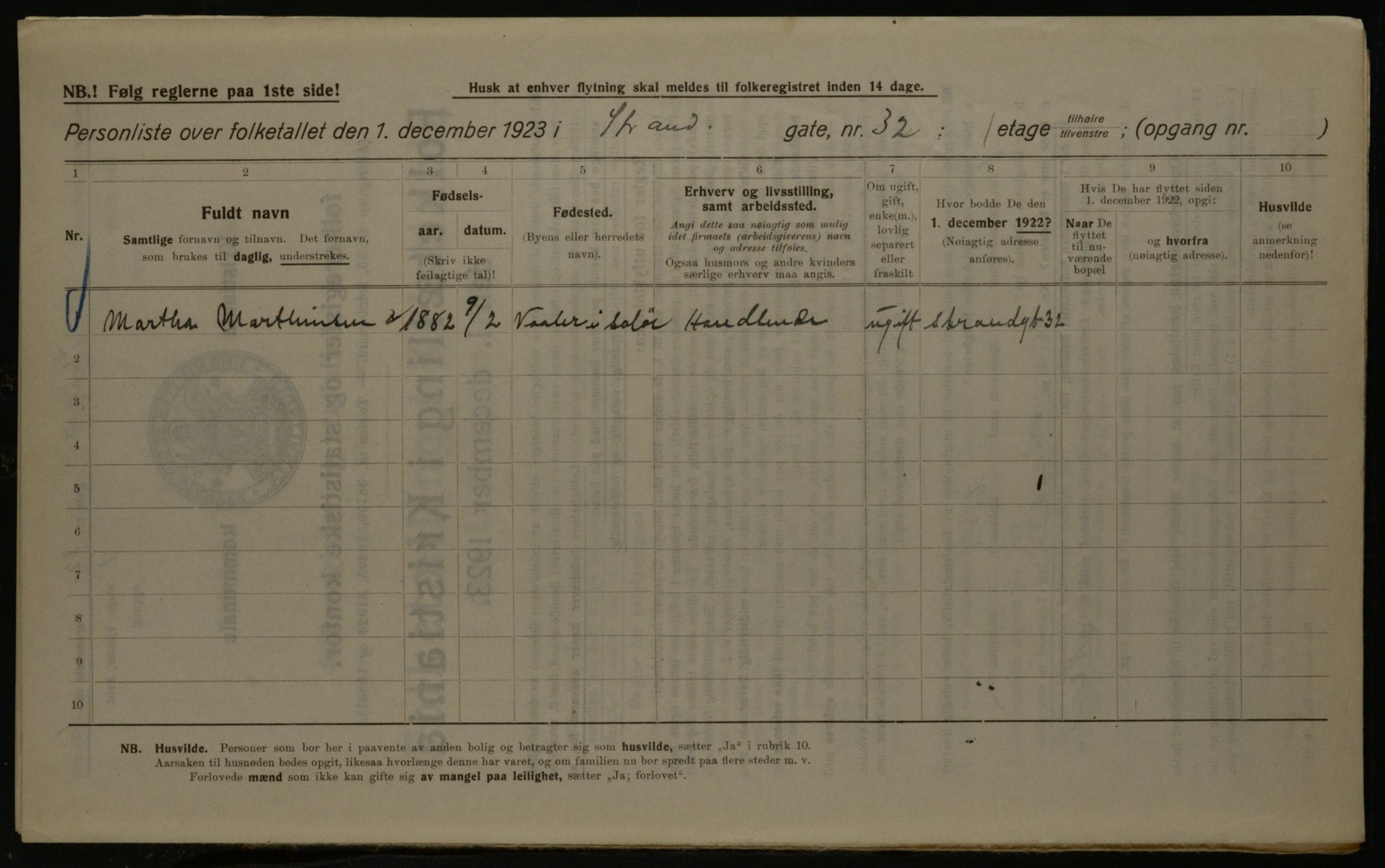 OBA, Kommunal folketelling 1.12.1923 for Kristiania, 1923, s. 115093