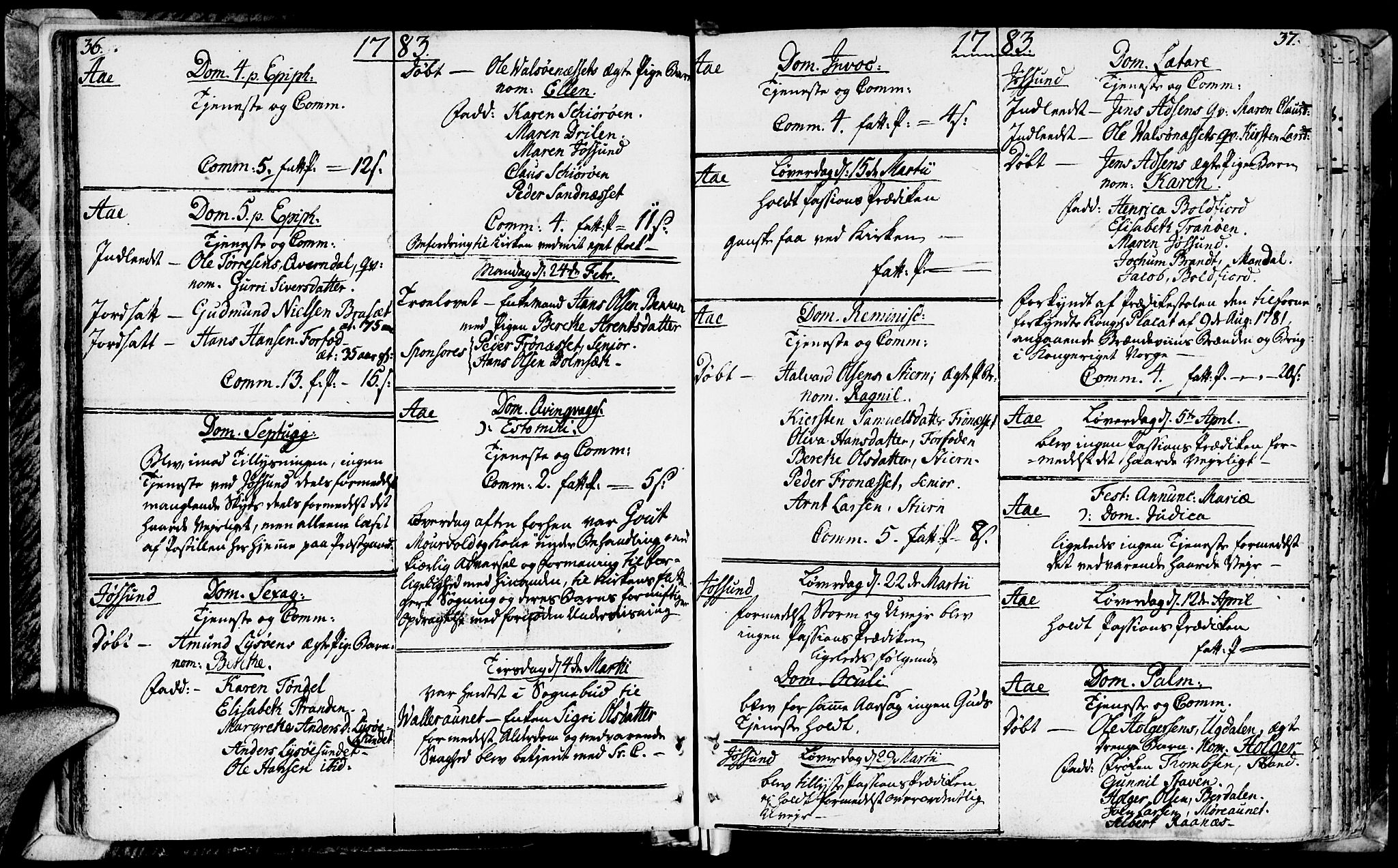 Ministerialprotokoller, klokkerbøker og fødselsregistre - Sør-Trøndelag, AV/SAT-A-1456/655/L0673: Ministerialbok nr. 655A02, 1780-1801, s. 36-37