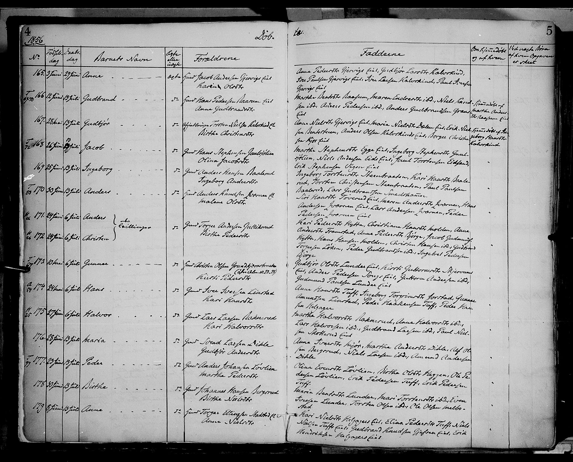 Gran prestekontor, AV/SAH-PREST-112/H/Ha/Haa/L0012: Ministerialbok nr. 12, 1856-1874, s. 4-5