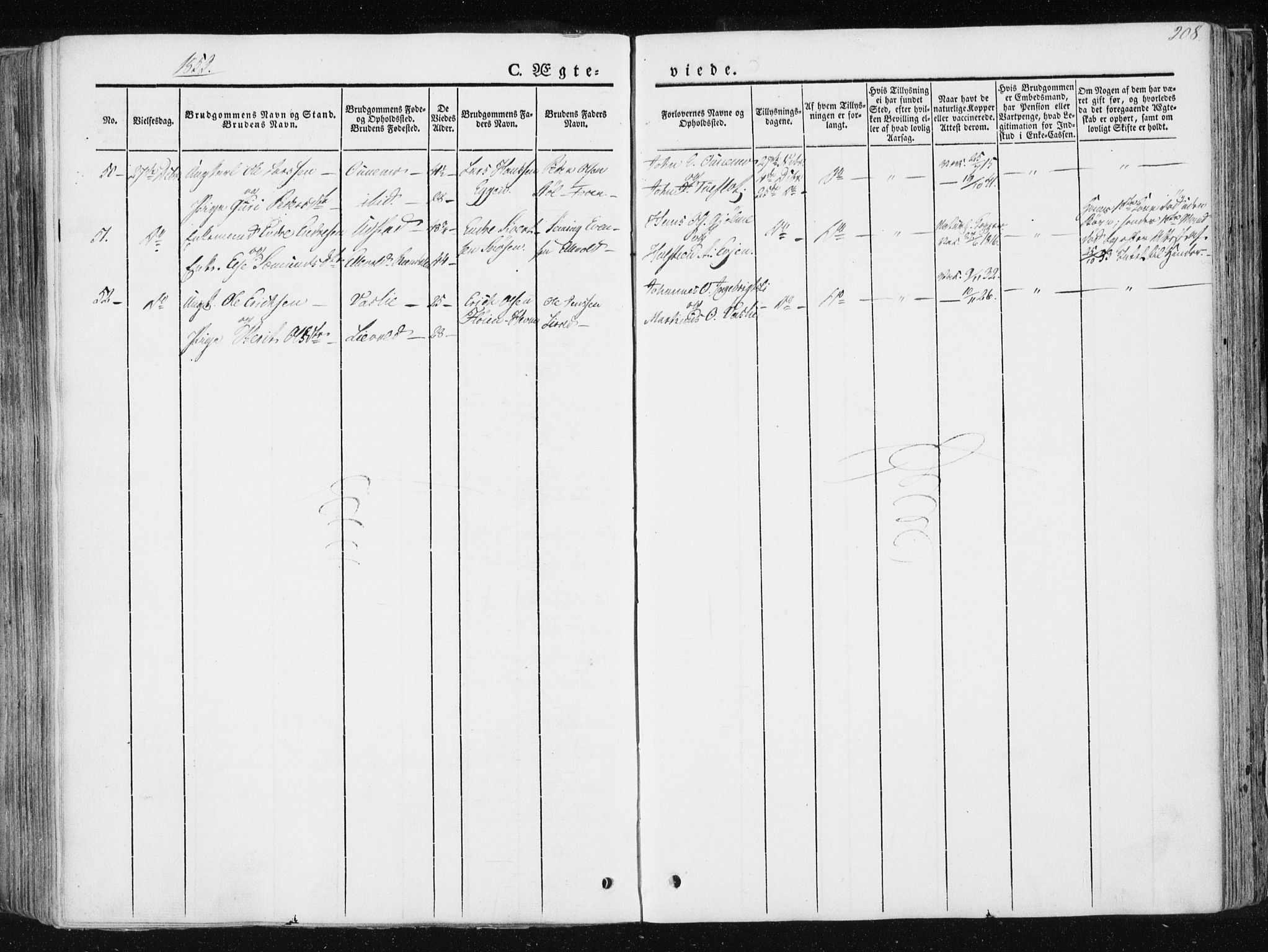 Ministerialprotokoller, klokkerbøker og fødselsregistre - Sør-Trøndelag, SAT/A-1456/668/L0805: Ministerialbok nr. 668A05, 1840-1853, s. 208