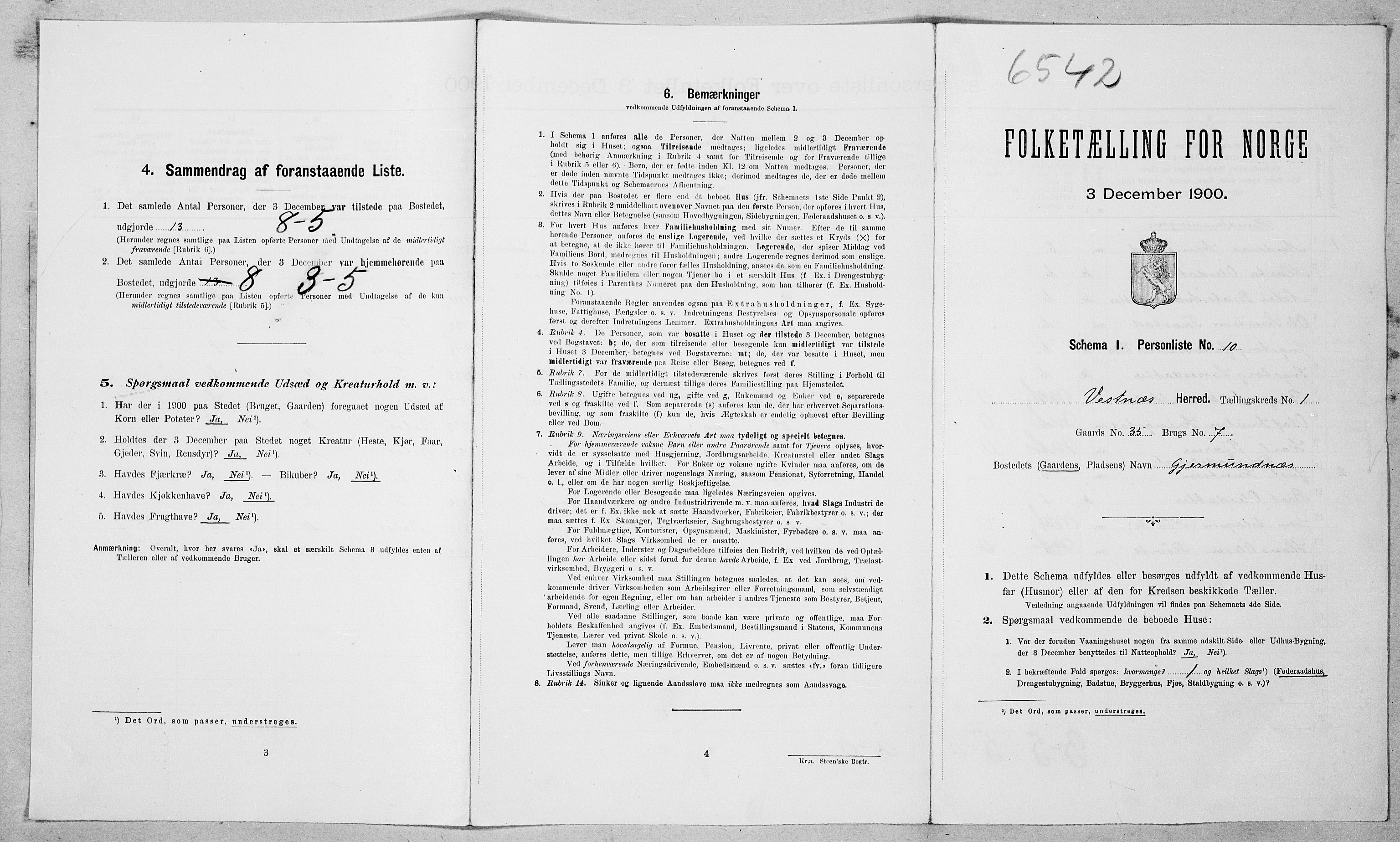 SAT, Folketelling 1900 for 1535 Vestnes herred, 1900, s. 80
