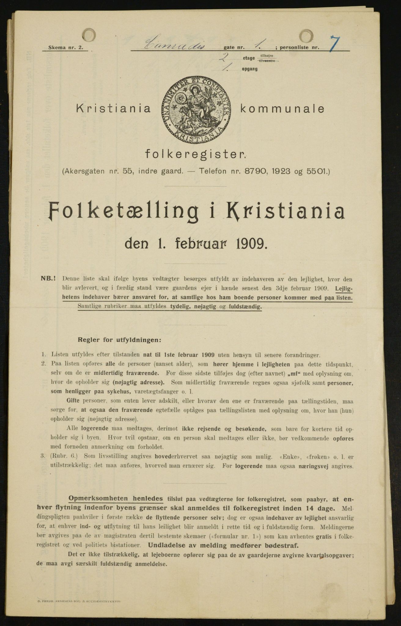 OBA, Kommunal folketelling 1.2.1909 for Kristiania kjøpstad, 1909, s. 12051