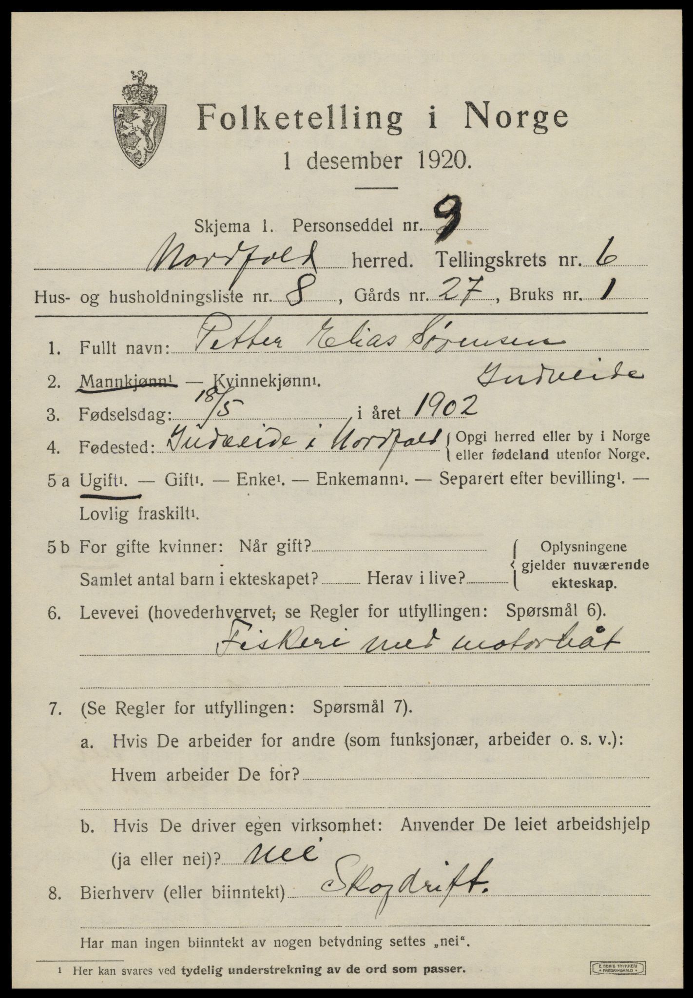 SAT, Folketelling 1920 for 1846 Nordfold herred, 1920, s. 2815