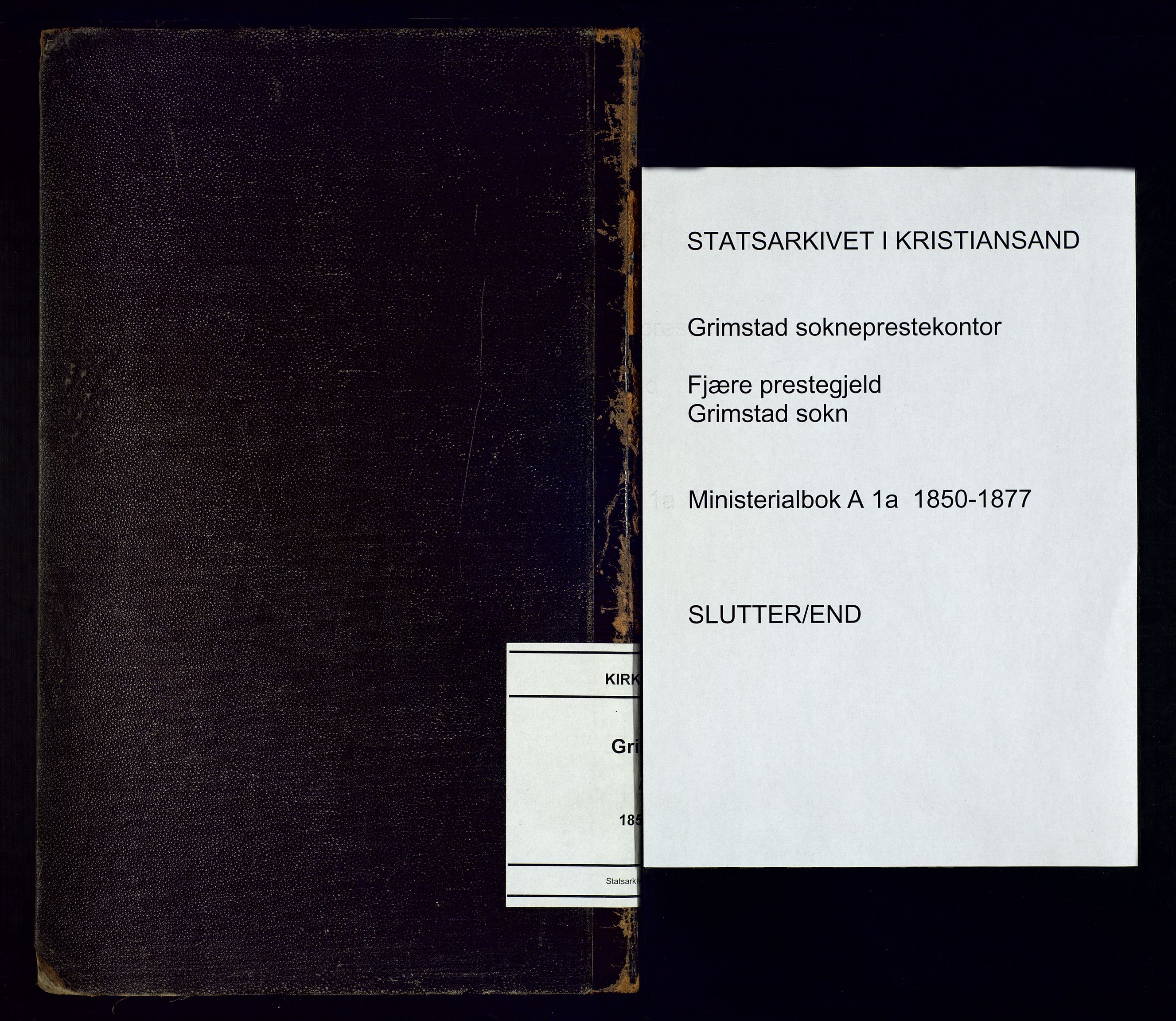 Grimstad sokneprestkontor, SAK/1111-0017/F/Fa/L0001: Ministerialbok nr. A 1a, 1850-1877