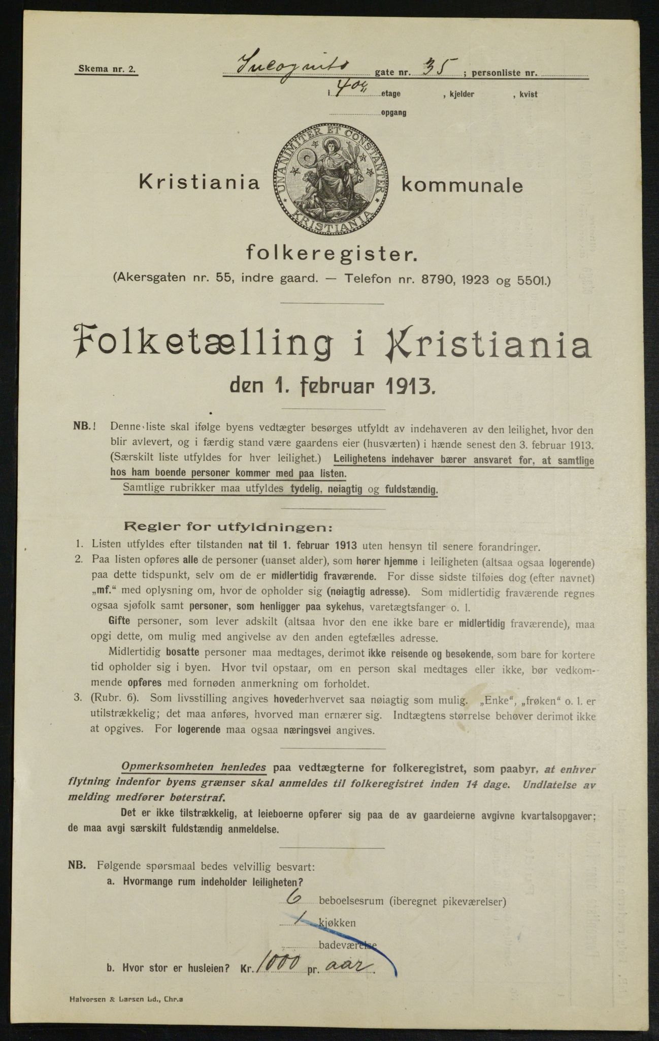 OBA, Kommunal folketelling 1.2.1913 for Kristiania, 1913, s. 44125