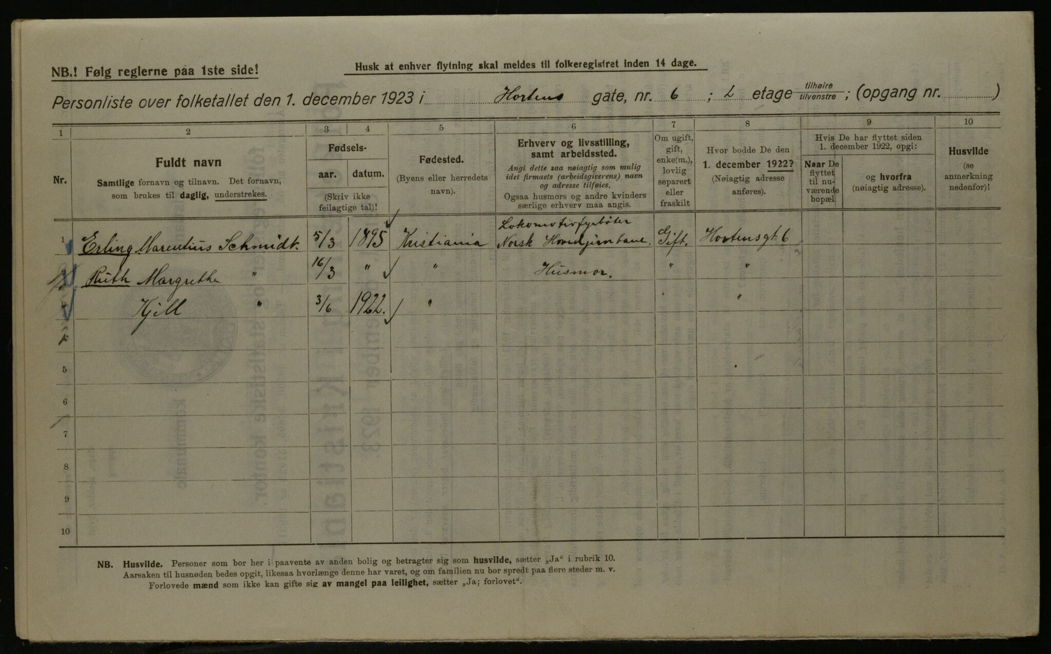 OBA, Kommunal folketelling 1.12.1923 for Kristiania, 1923, s. 46283