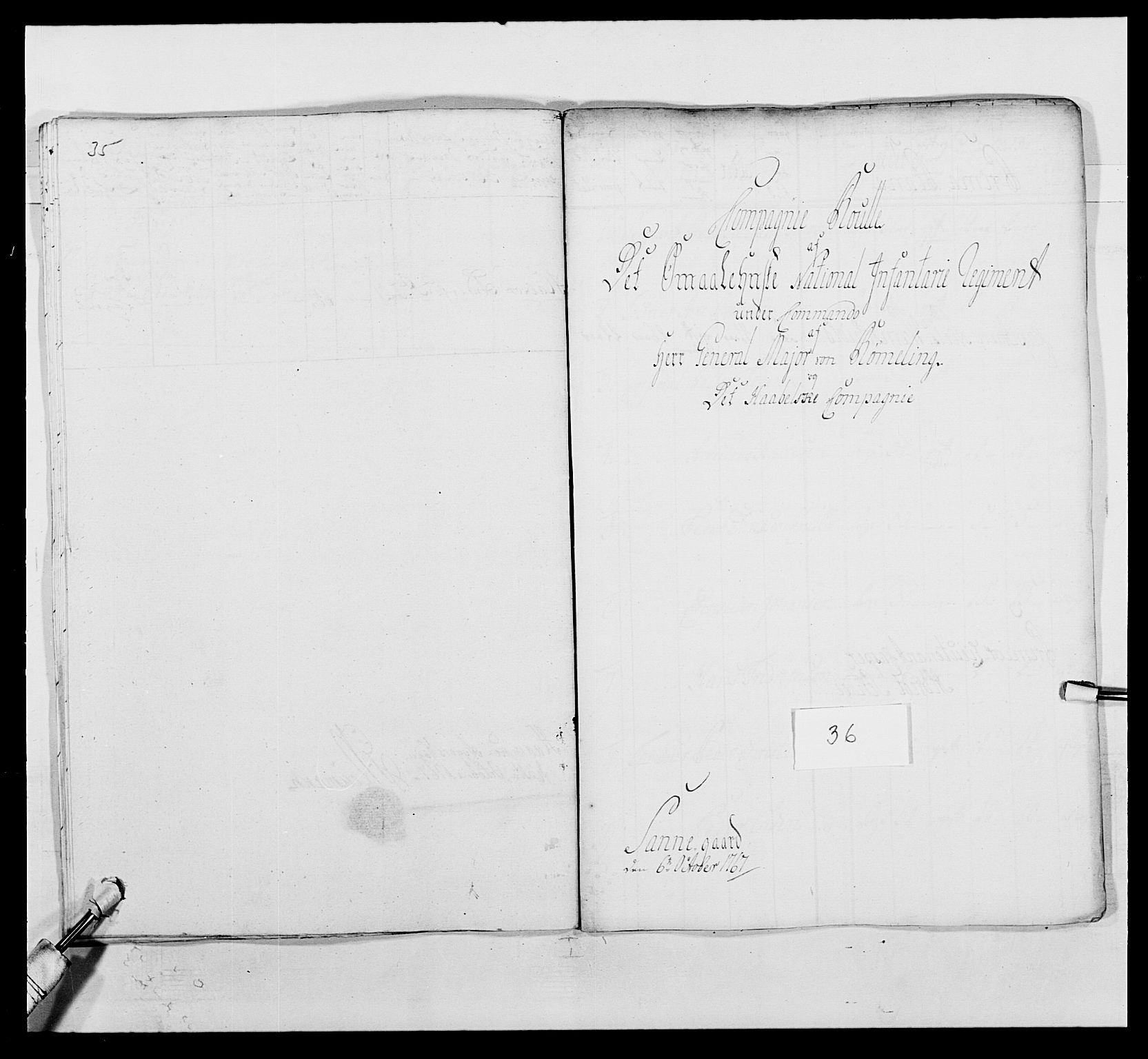 Kommanderende general (KG I) med Det norske krigsdirektorium, AV/RA-EA-5419/E/Ea/L0496: 1. Smålenske regiment, 1765-1767, s. 681