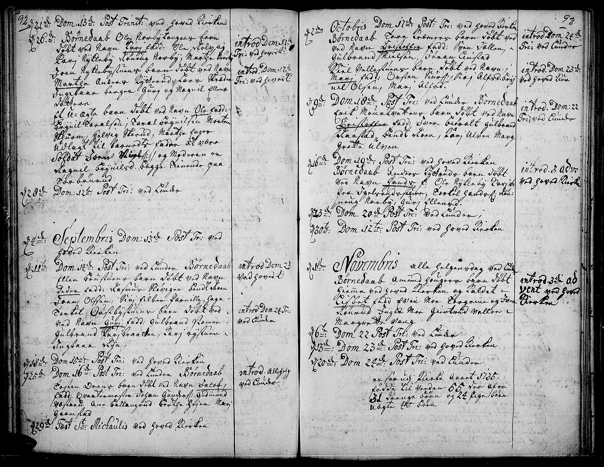 Jevnaker prestekontor, AV/SAH-PREST-116/H/Ha/Haa/L0002: Ministerialbok nr. 2, 1725-1751, s. 92-93