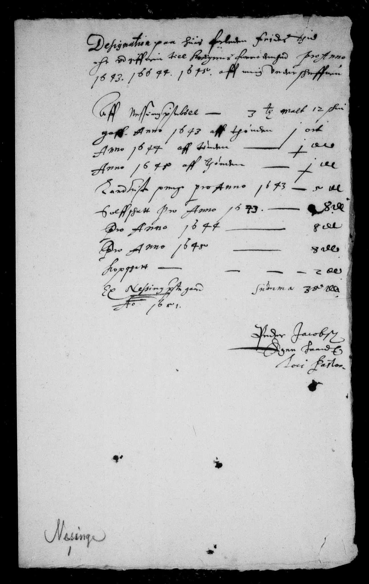 Danske Kanselli, Skapsaker, AV/RA-EA-4061/F/L0009: Skap 8, pakke 150B, litra A-AA, 1644-1651, s. 171