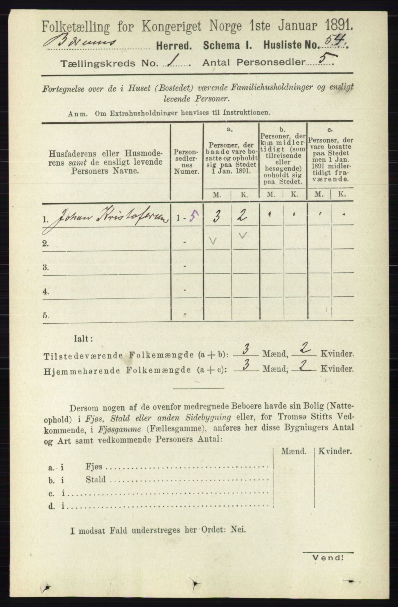 RA, Folketelling 1891 for 0219 Bærum herred, 1891, s. 98