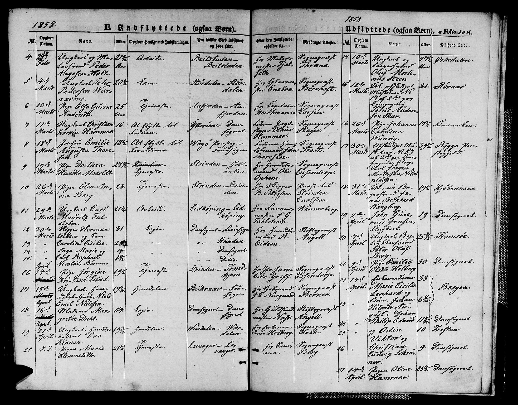 Ministerialprotokoller, klokkerbøker og fødselsregistre - Sør-Trøndelag, SAT/A-1456/602/L0138: Klokkerbok nr. 602C06, 1853-1858, s. 304