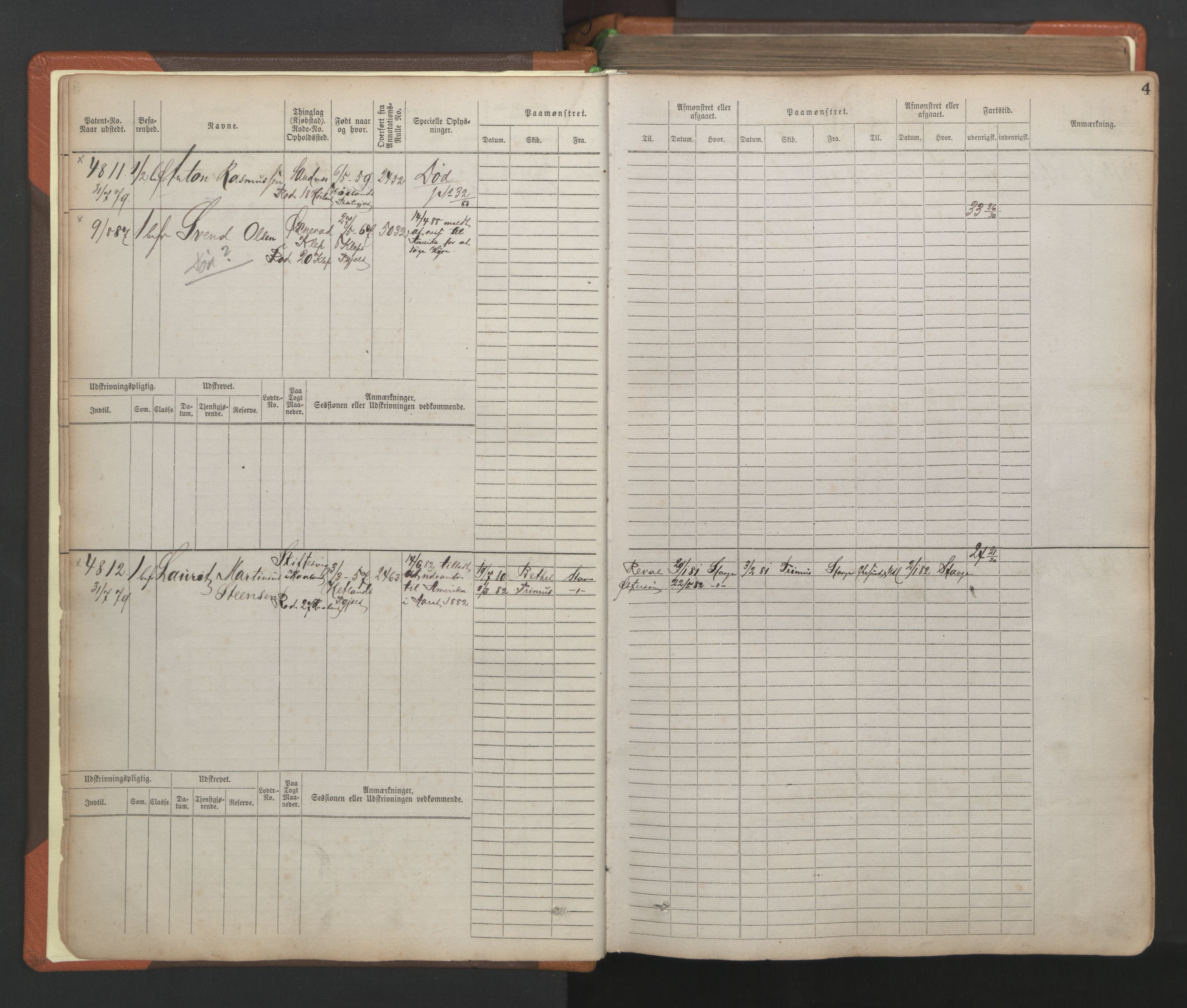 Stavanger sjømannskontor, AV/SAST-A-102006/F/Fb/Fbb/L0009: Sjøfartshovedrulle, patentnr. 4805-6006, 1879-1887, s. 7