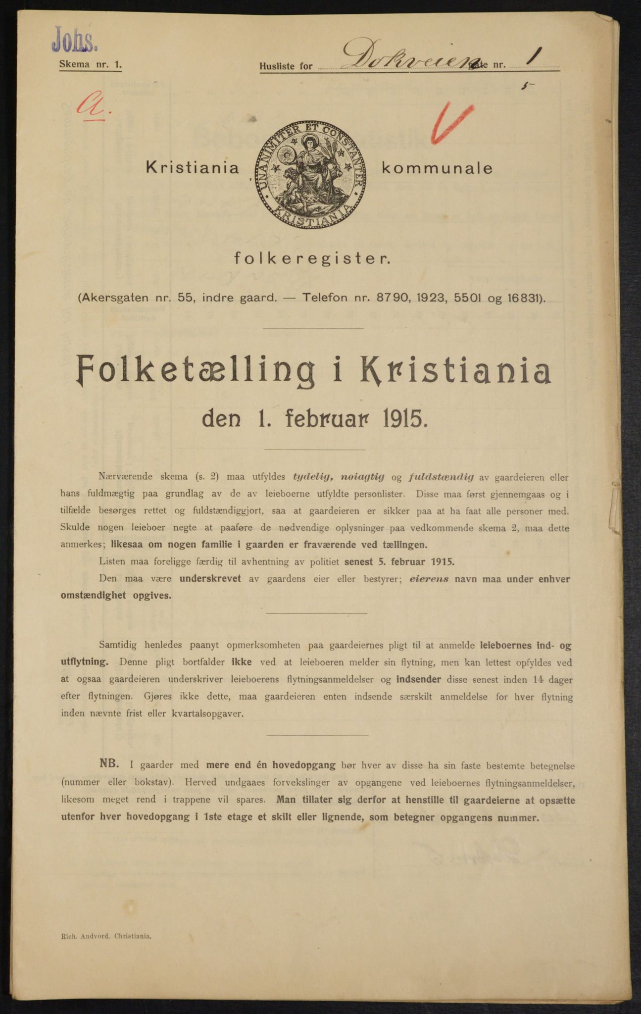 OBA, Kommunal folketelling 1.2.1915 for Kristiania, 1915, s. 15812