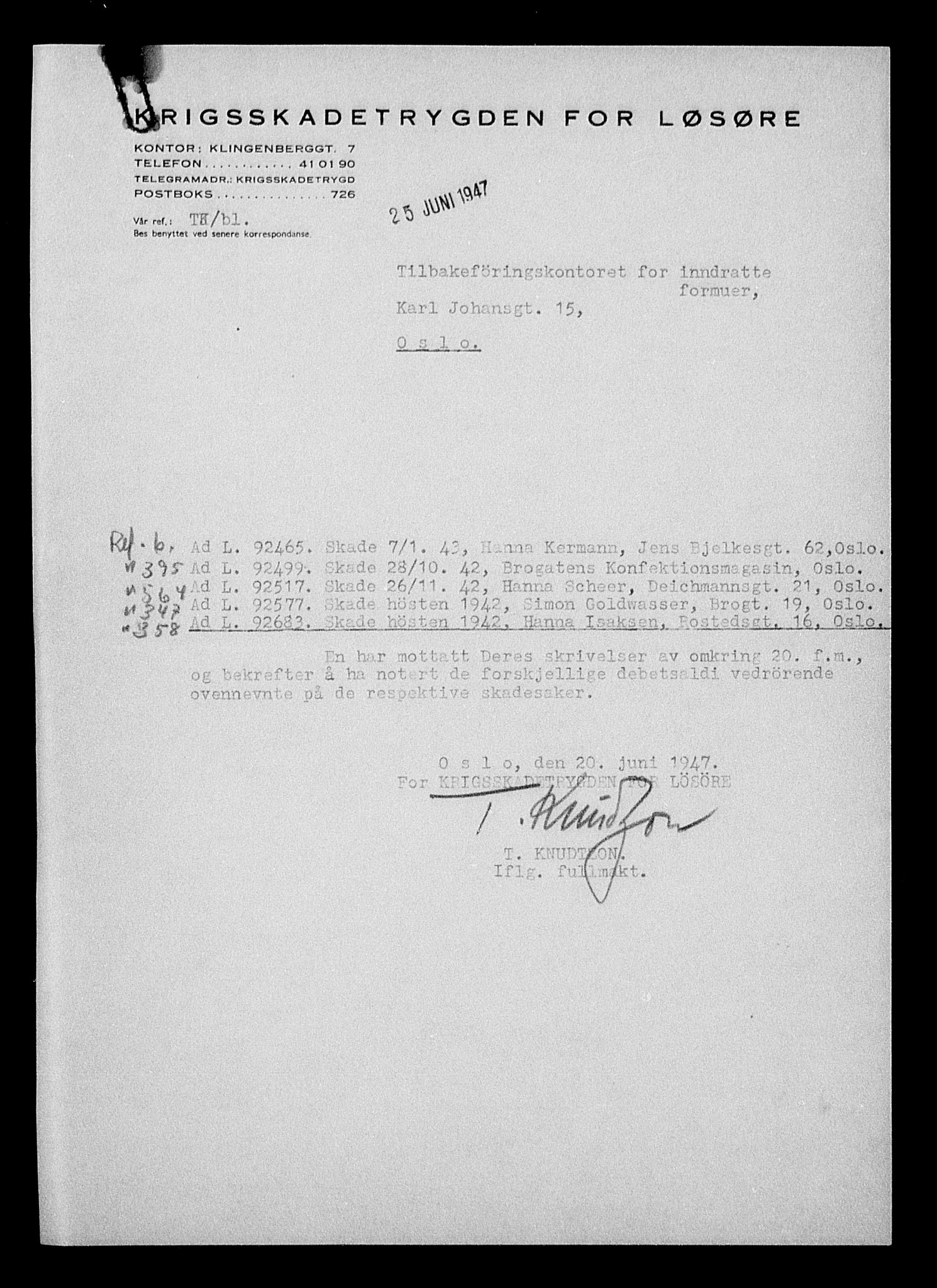 Justisdepartementet, Tilbakeføringskontoret for inndratte formuer, RA/S-1564/H/Hc/Hcc/L0950: --, 1945-1947, s. 563