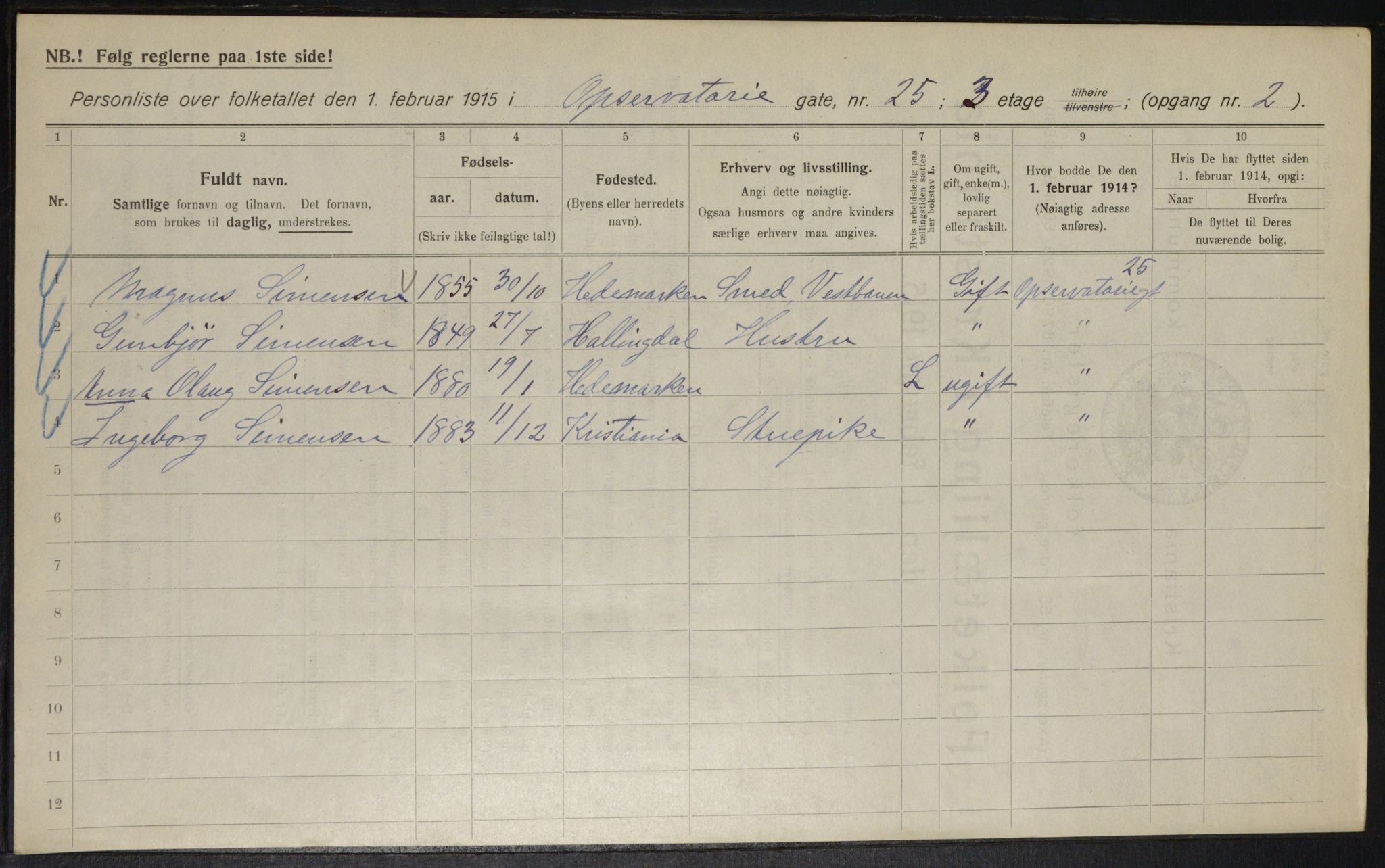 OBA, Kommunal folketelling 1.2.1915 for Kristiania, 1915, s. 73766