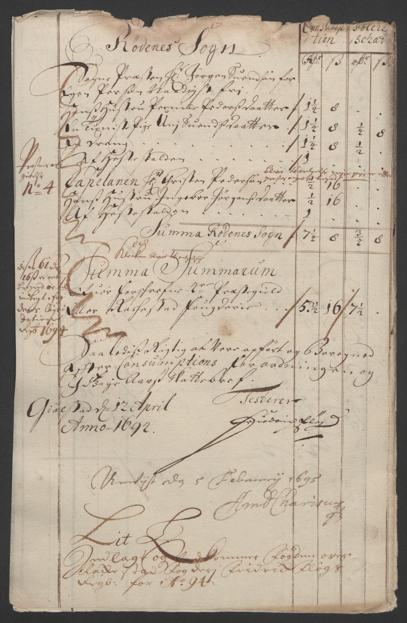 Rentekammeret inntil 1814, Reviderte regnskaper, Fogderegnskap, AV/RA-EA-4092/R07/L0284: Fogderegnskap Rakkestad, Heggen og Frøland, 1694, s. 229