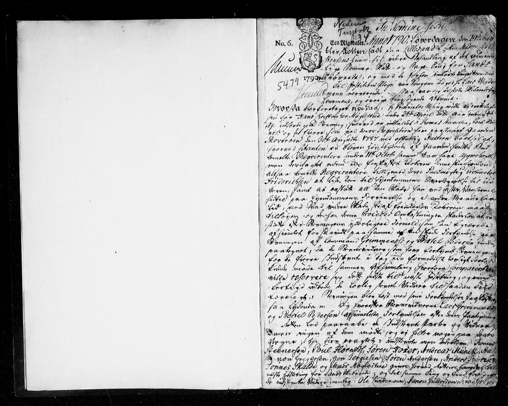 Nedenes sorenskriveri før 1824, SAK/1221-0007/F/Fa/L0039: Tingbok med register nr 34, 1790-1792, s. 0b-1a