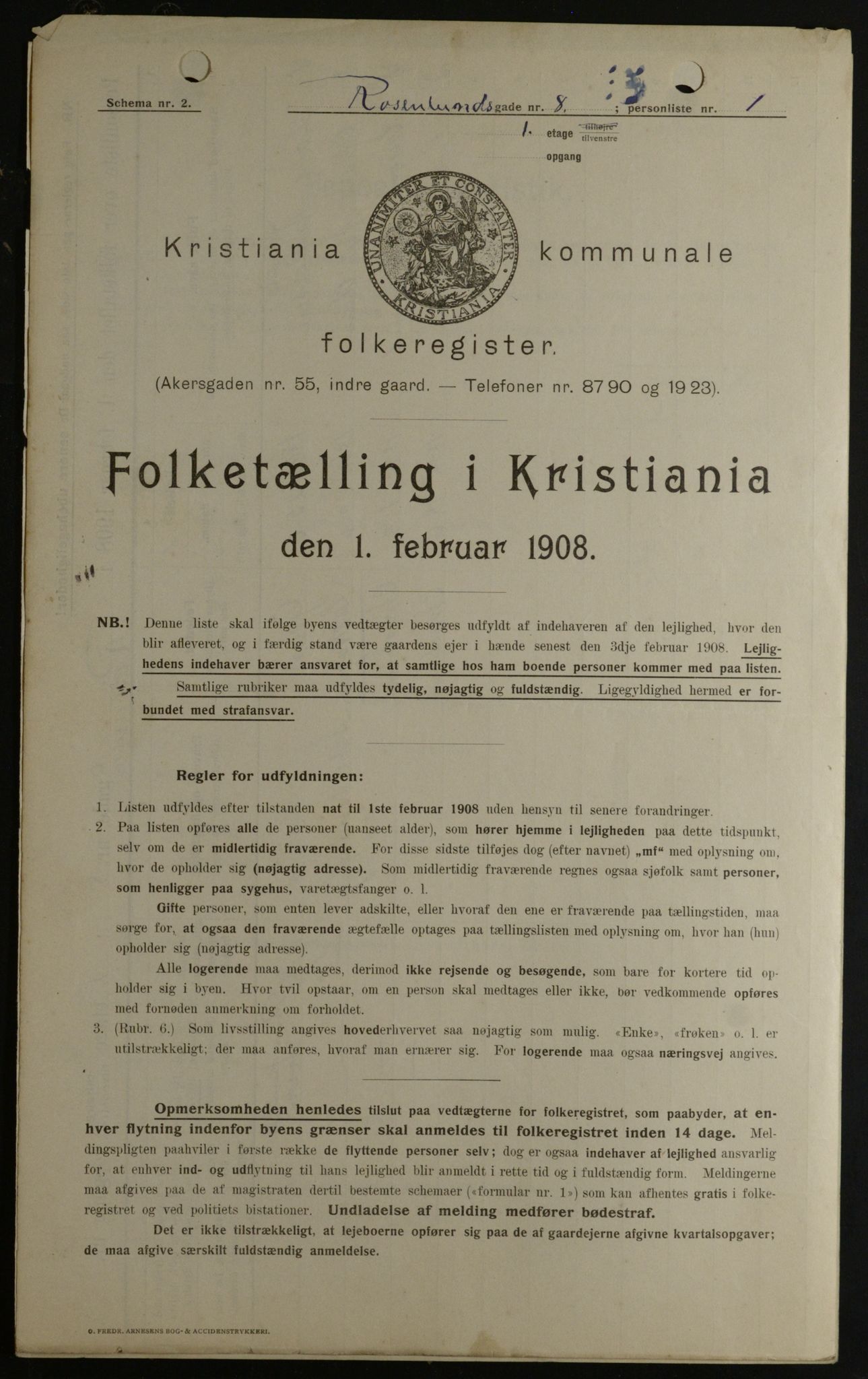 OBA, Kommunal folketelling 1.2.1908 for Kristiania kjøpstad, 1908, s. 75658